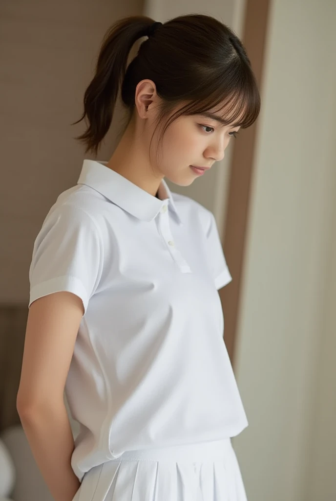 Japanese、60 years old、Mature Woman、Five fingers、Gym suit、Bloomers、White T-shirt