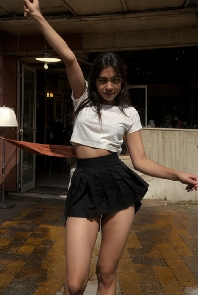 facial details, masterpiece, depth of view, cinematic angle, vika, ????????, (1 girl, alone, black hair, black eyes, twin tails, twin tails, competition swimsuit, barefoot, looking at viewer: 1.2, sitting, feet, focused, soles, toes, right foot, wet, swimsuit, ??????, holding a doll, city:1.9, scared), sfw, (giant), (realistic, photo realistic:1.2), ((highest quality)), move the center of gravity backwards, pretty embarrassing, white panties, (show panties:1.4), Tight Skirt, (????? shot:1.3), (pull up the skirt:1.3), (squat:1.4), put the heel on the ground, spread your legs a little, squat with your knees up, Attach your ??? to the ground, black penny loafers, beautiful face details, real human skin, gentle expression, Front view, angle from below, realistic, photorealistic, cute, short skirt, squat deep on school grounds, cute school girl, Japanese high school girl uniform, sailor suit, full body, Smile, natural smile, charming smile, enchanting smile, (looking at the viewer:1.2), Front view, from below,