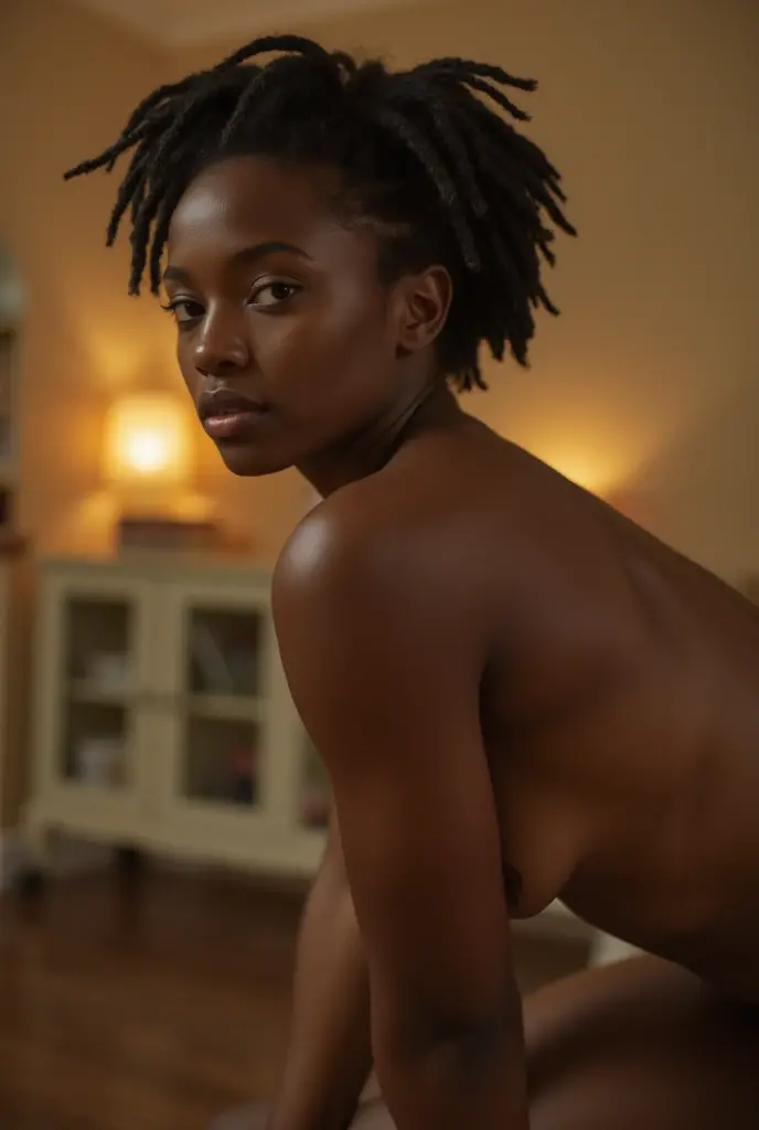 Photorealisitic. Beautiful face. dominating. black girl. cute. gorda. Mixed-race girl, Madura . cocktail dress, brown skin. . . small, pointy . dreadlocks longos, lots of small tattoos and piercings, necklase, full body portrait hyperrealism, basement, wine, charachter, chubby, Real, artistry, fot, fullcolor, realisitic, Master Pieces, Maximum quality, best qualityer, Atraente and aesthetic. serious look. on his knees.