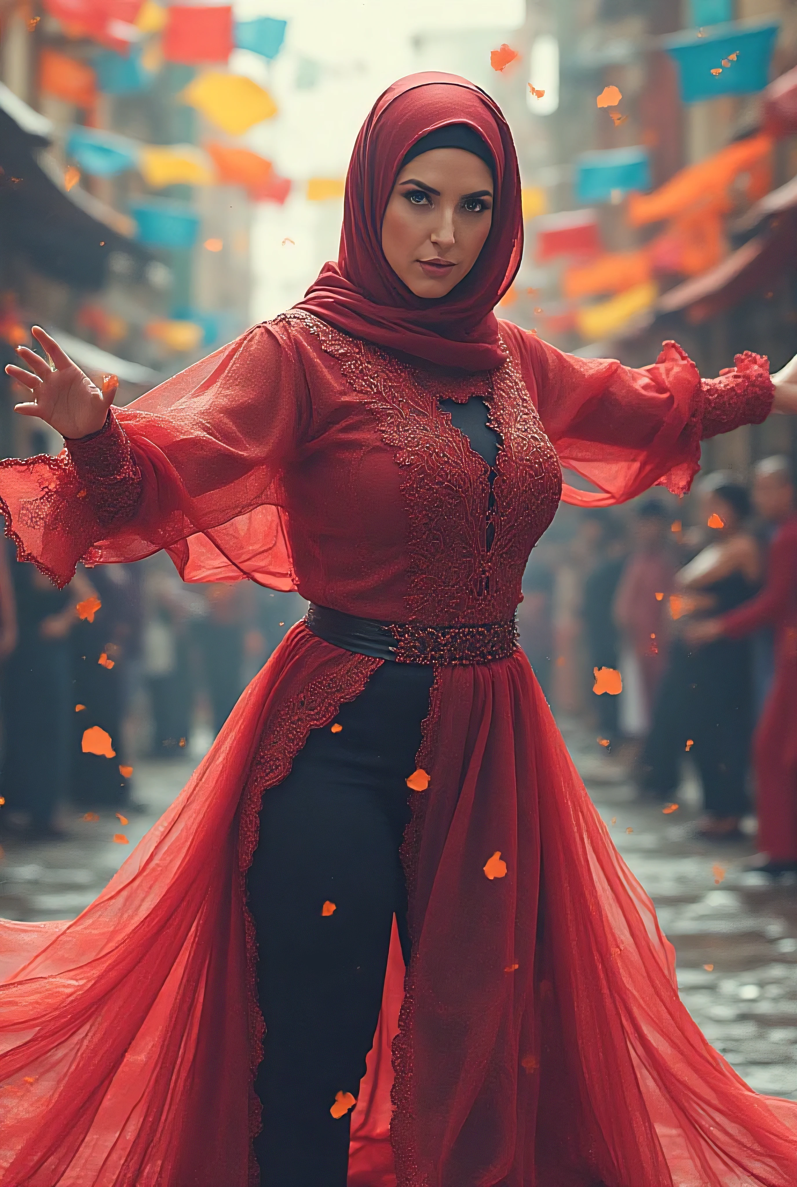 Girl in hijab clear show  dance