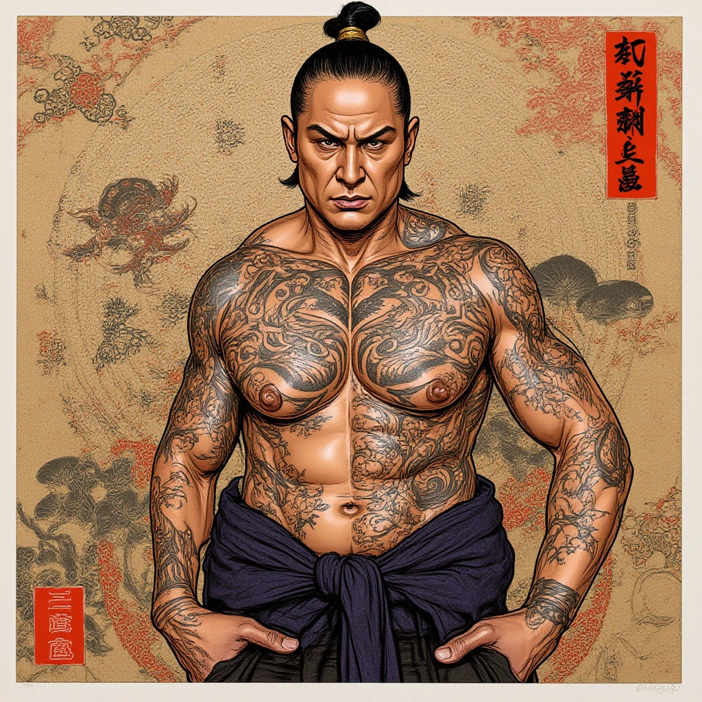 (old fat monk with thinning hair,tattoos all over body,detailed body, practice Tai Chi Chuan,highly detailed face,hyperrealistic,3d render,masterpiece,8k,photorealistic,cinematic lighting,dramatic lighting,moody lighting,dramatic pose,mystical,spiritual,intense gaze,intricate tattoos,lush textures,rich colors,chiaroscuro,dramatic shadows,atmospheric)