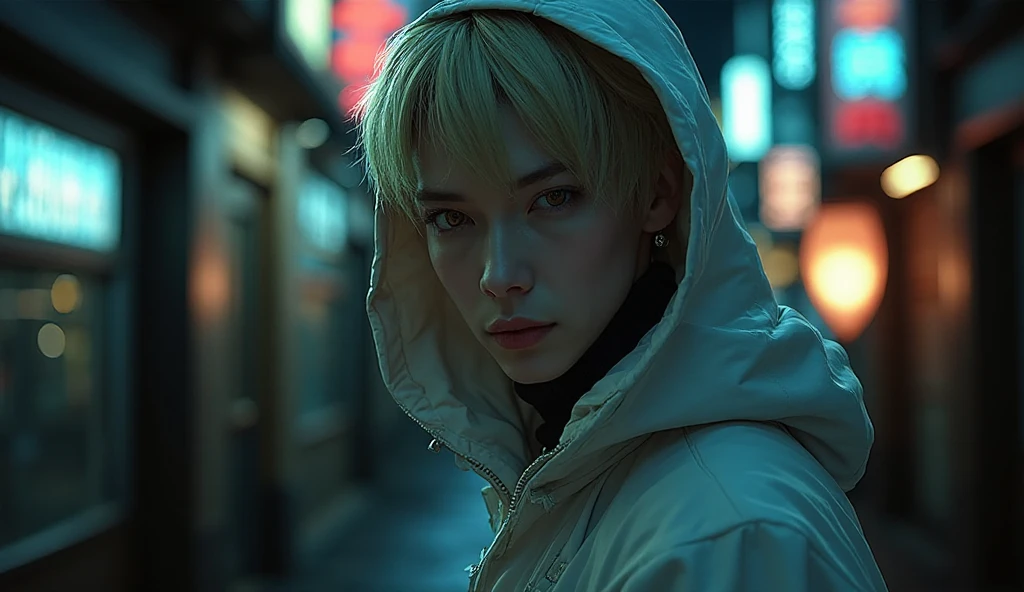 Resident Evil 6,Shelley,Short Hair,Blonde Hair,White hoodie,Cold protection,neck warmer,Photorealistic,Ultra HD,high quality,masterpiece,Digital SLR,Detailed details,Intricate details,Anatomical basis,Depicted in detail,A detailed face,Realistic skin texture,Vivid details,Perfect ,Perfect ,Anatomically correct hand,Anatomically correct fingers,Super Detail,Complex 3D rendering,Sexy pose,Rainy Sky,Beautiful scenery,Fantastic rainy sky,Picturesque,Pink Lips,smile,