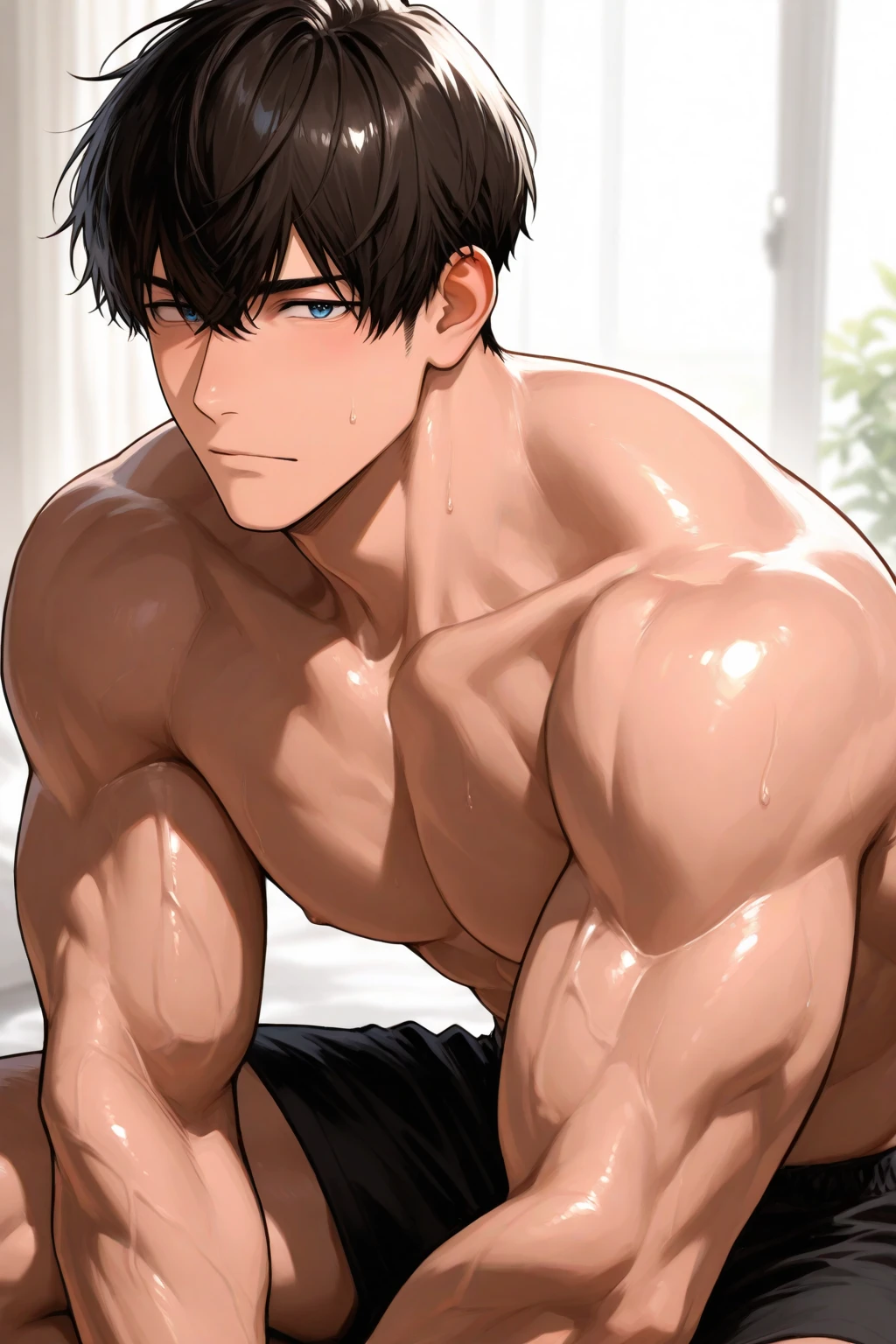 Muscular hairy Ash Ketchum as an adult from Pokémon hypnotized by a glowing pendulum swaying in front of their stubbled faces, flexing his biceps to expose hairy armpits in a locker room with other jocks also being hypnotized as they fall deeper into trance as stereotypical big dumb football jocks. Hirsute. Glowing red eyes. Muscle growth. Massive swollen . Hyper . Sweat. big biceps. Big triceps. Big traps. Broad shoulders. Big meaty pecs. Hyper muscles. Glowing red eyes. Hyper . Massive bulging crotch. Dumber and dumber. Blank and vapid stare with open mouth in trance while saying in a monotone voice, "We must sweat. We will obey. A big dumb jock works out all day. I am a dumb jock.... I obey.... We are dumb jocks.... We obey.... Dumber and dumber.... Yes, Coach.... I'm your player, Coach. Whatever you say.... Dumb jocks must obey.... Flex, ... grow, ... and obey.... Huhuhuhuh.... We are big dumb jocks...." Slumped shoulders. Hypnosis. Brainwashing. Hypnotized. Brainwashed. Vapid. Dull. Dimwitted. Meathead. Musclehead. Bigger and dumber jock bro. Assimilation. Transformation into big dumb muscular jock bros. Slumped shoulders. Bulging glutes. Thick stubble. hairy armpits. thick muscular legs. Repeating triggers to be dumber and dumber each time he says them to think and focus only on growing muscle and being the perfect football jock. Dimwit. Dullard. Bro. Stupid. Musclehead. Mass hypnosis. Entranced. Mindless. Brute. glowing pendulum. Bodybuilder. Huge muscles. Sweaty. Mouth open. panting. Entranced.