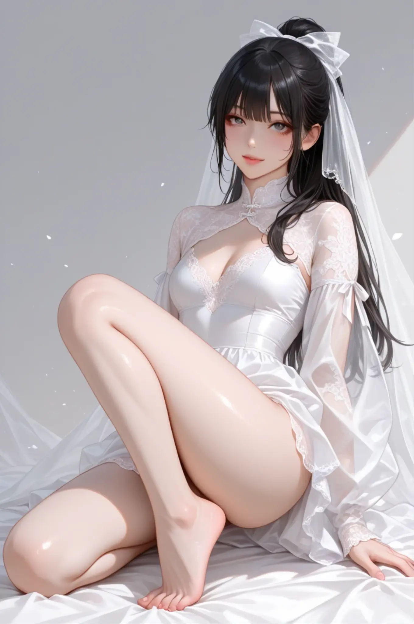 (masterpiece: 1.3), (Maximum resolution: 1.2), (Ultra HD TV: 1.2), Cinematic Light, 8K resolution, Detailed  features , (Sharp focus: 1.2）, (Focus on the face:1.2),Perfect Style, Beautiful Face, Acura, Anatomically correct, Highly detailed face and skin texture, Beautiful Eyes,Beautiful Eyes, Thin eyebrows, Glitter Eyeliner: 1 Natural Cheeks, Glowing Skin, Fair skin: 1.2, (Glossy Lips: 1.4),、 (Embarrassed look: 1.2),Highly detailed face and skin texture, Natural Cheeks, , Glossy Lips: 1.4,Perfect Style、Cleavage、Soft Breasts、（ on chest:1.4）（ on thighs 1.2）、 Overflowing 、Dripping 、Drenched in sweat、Wet clothes、blush、A humiliating look、Anxious expression、Frightened expression、Embarrassed look、Glare、anger、sorrow、tears、Open your knees、Spread your legs、 White 、necklace、Disheveled clothes、White 、sweating、Thin 、stockings、32 Talent、 Neat, Mature Woman,1 person、 Upward-facing chest, In the desolate forest、Black Hair、blonde、Silver Hair、Blue-gray eyes、Greenish-gray eyes,(Nuns'Clothing:1.8)、