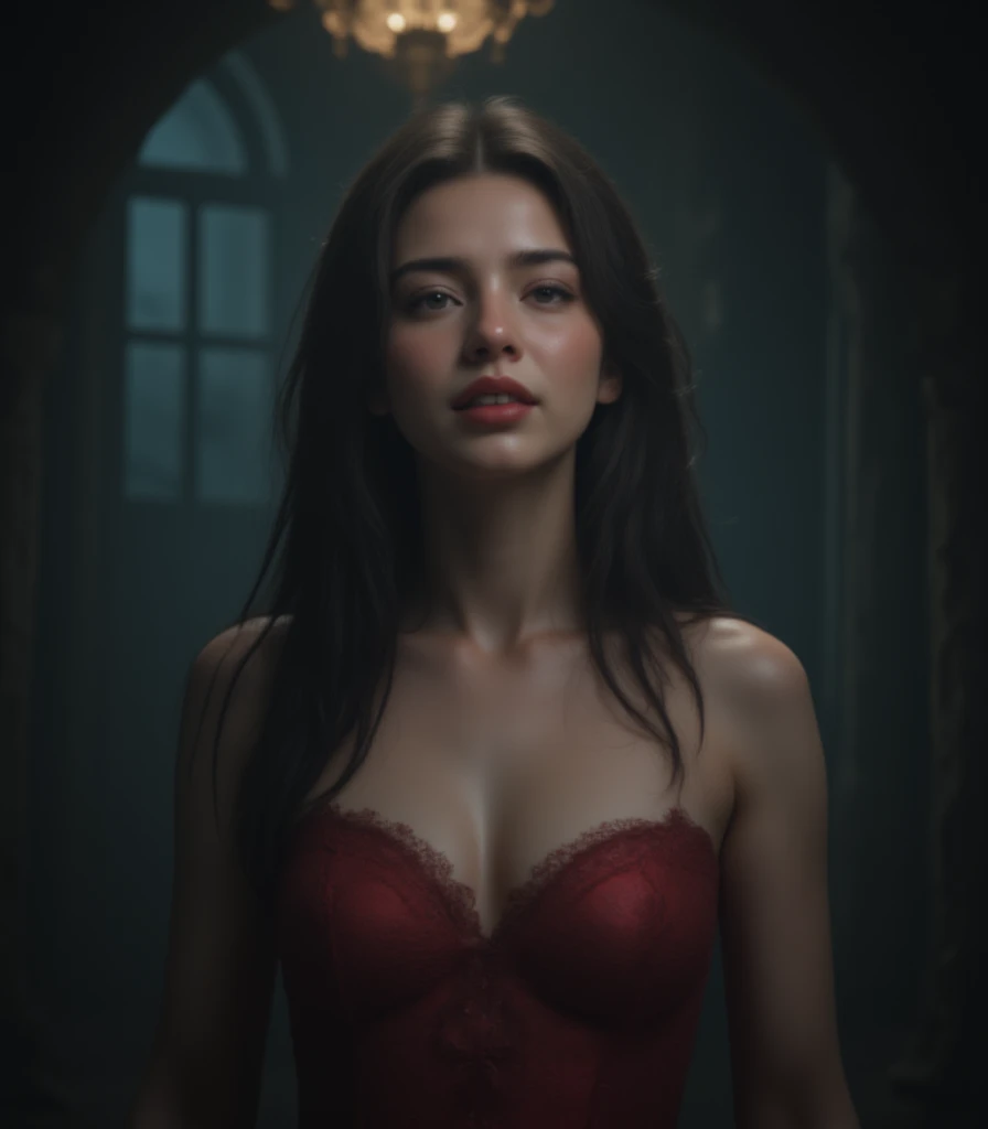 (Renderizado 3D profesional:1.3) de (realista:1.3) The most beautiful art photo in the world，Features soft and bright female heroes, ((Epic heroine Muscular fantasy delicate woman wet hero smiling look long hair in dynamic pose, Fantastic location, majestuoso entorno desordenado)), Renderizado 8k Unity de cuerpo completo, action shot, poro de la piel, very dark lighting, Sombreado pesado, Detallado, Cara detallada, (Vibrante, Realistic photography, realista, dramatic, oscuro, foco nítido, 8k), (desnuda:1.4),  (intrincado:1.4), decadente, (Altamente detallado:1.4), Pintura digital, Renderizado por Octane, Estaciones de arte, Concepto-Arte, Suave, foco nítido, 插圖, Arte Germen, (loish:0.23), WLOP Ilya Kuvshinov, y Greg Rutkowski y Alphonse Mucha gracias, (global ilumination, Luz de estudio, Light Volumetric), fuertes lluvias, particles floating, Bribona, fantasy, Once, cuerpo completosbian, ((Fondo oscuro y antiguo de la ciudad:1.3)),CGSesociety,Estaciones de arte