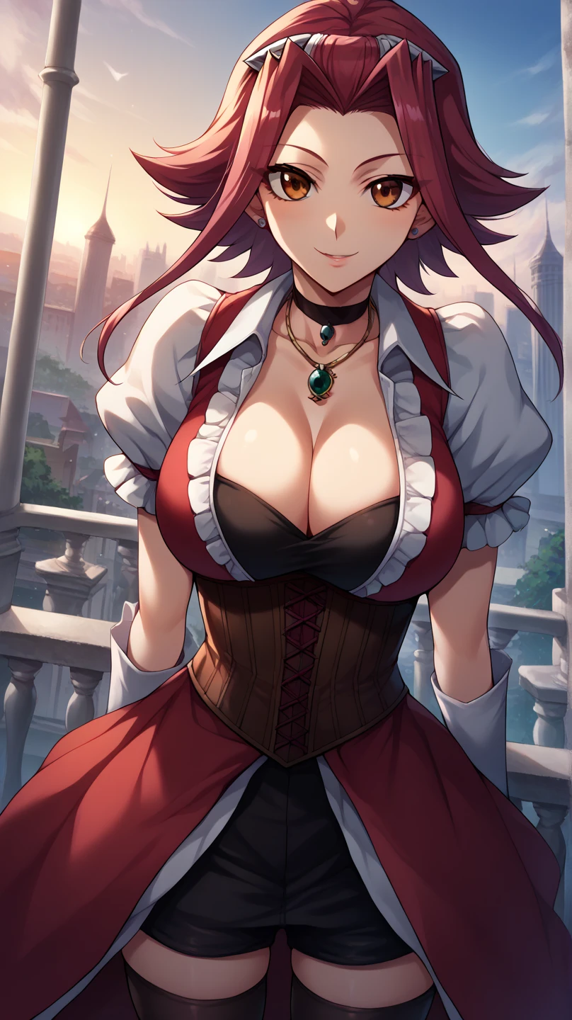 Best quality, detailed, une fille, Cheveux courts, ????, gothique, expressive, robe gothique, yeux rouge, regarder le spectateur, regard intense, square cut, seins ????, hanche large, Tout le corps