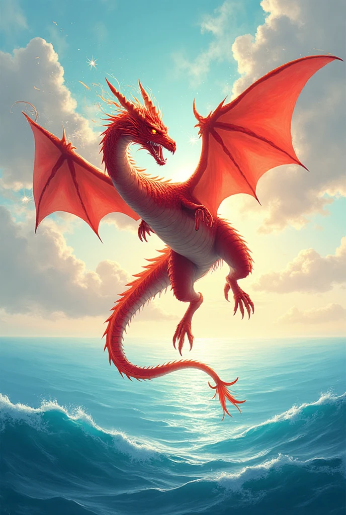 Masterpiece, best quality, (8k wallpaper of very detailed CG unit) (best quality), (best illustration), (best shadows) a wave of the golden sea, bright orange aol sunset through the wave, golden droplets flying, (:1.6) A dragon flying above the waves