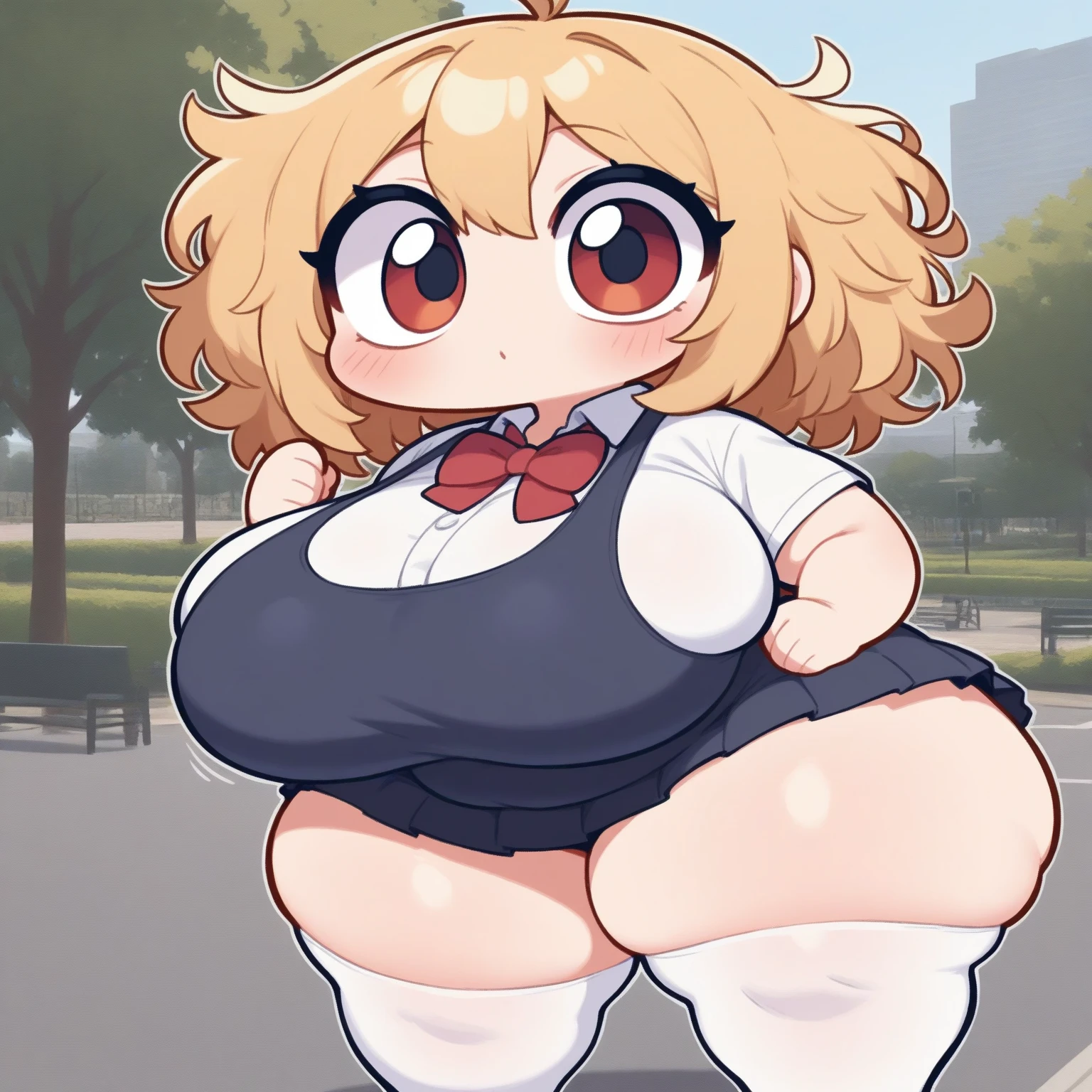 masterpiece,((highest quality)),(kawaii:1.2) break (Full body chibi character:1.6), (Big Head),cute break obese break (Light brown hair),Side tail hair,((Bangs Bangs)) break 汗,Ahegao,Drooling break (playboy bunny),pussy juice break sitting,flower garden