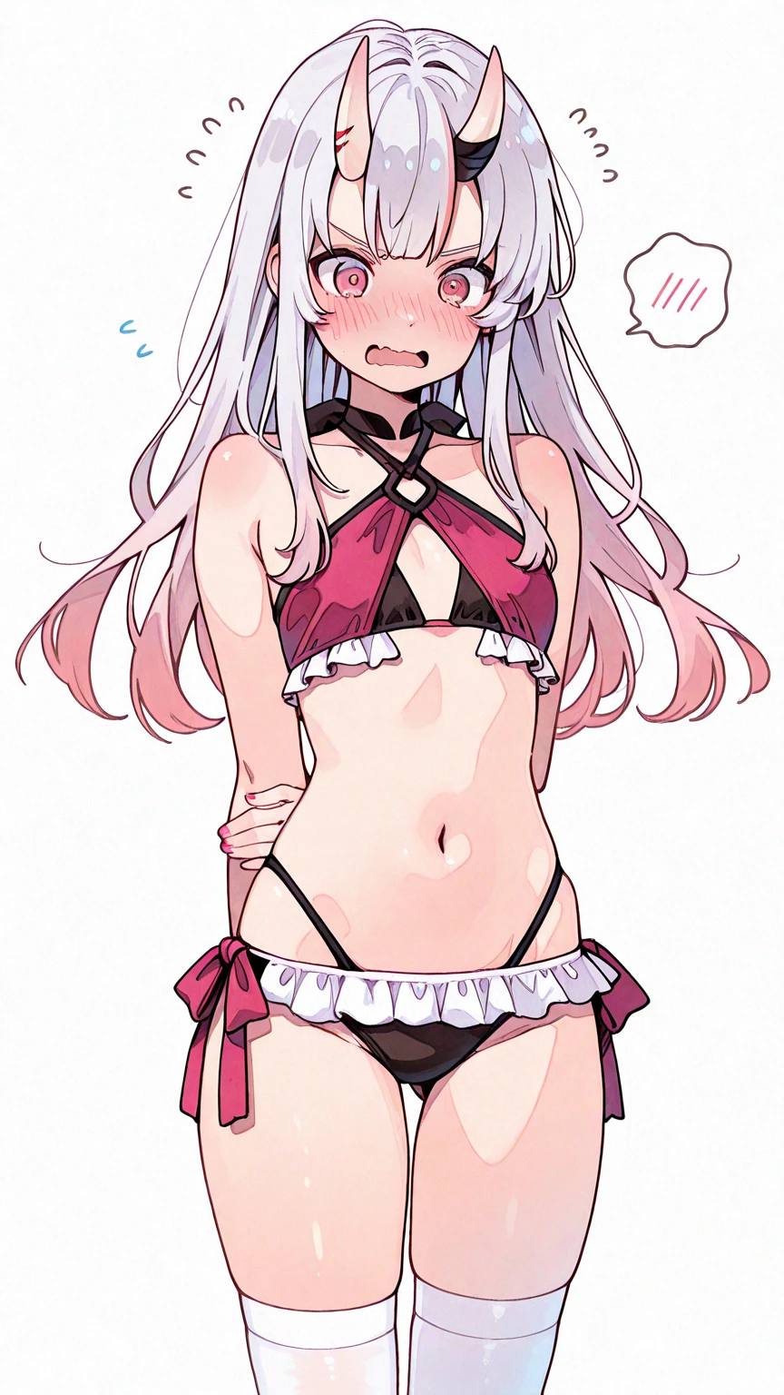 Olga Marie、Detailed Description、high resolution、One Girl、Slender、Silver Hair、long hair、(blush)、Troubled face、White bra、White panties、Leaning forward、Looking up、belly button