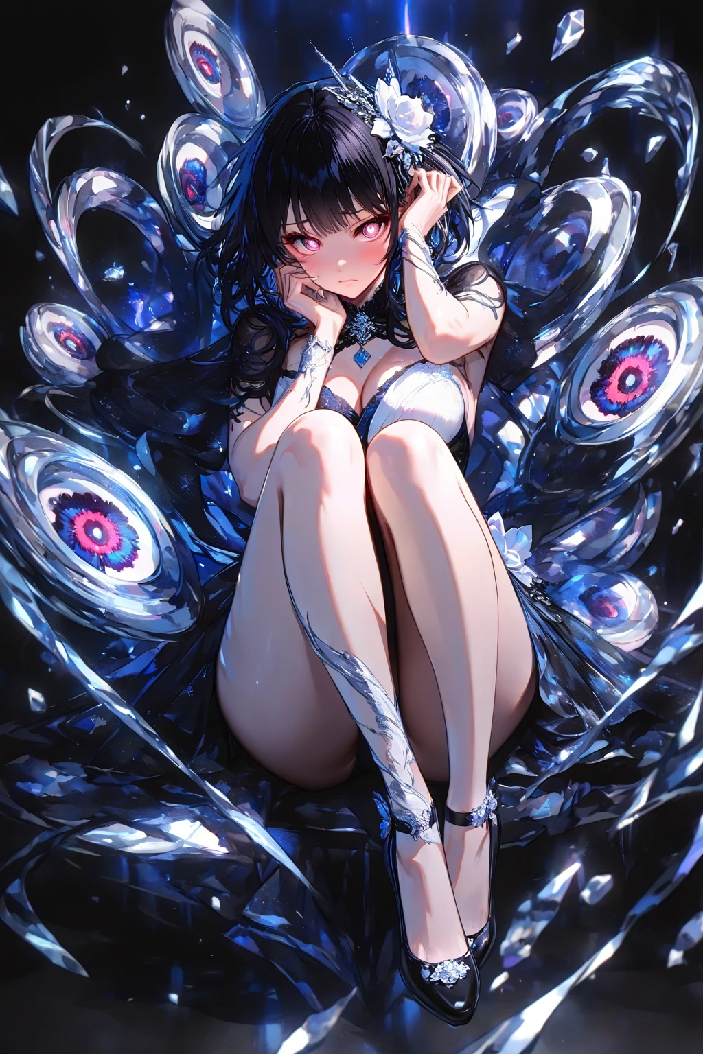 Dark and unsettling scenes depicting cosmic horrors emerging from wormholes. Create an eerie atmosphere within the multiverse concept. large 