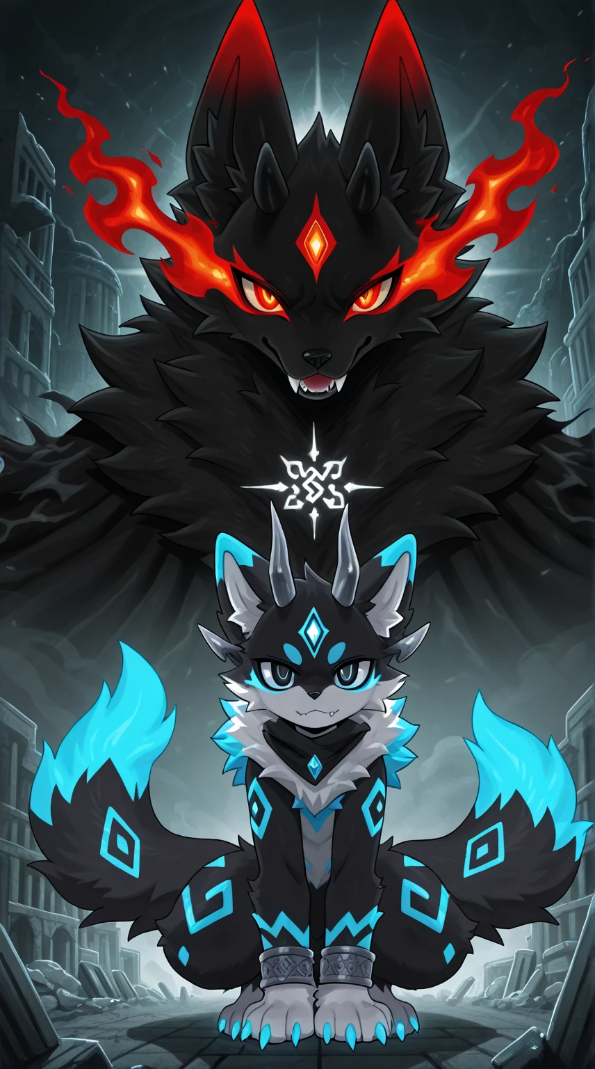 (masterpiece, best quality:1.2), army of Vortex female and male hellhounds, wolves, furry, helluva boss, yellow_tabard, tribal clothes, hypnotized with completely spyral glowing purple eyes with no irises or pupils, formed in rows, full body image