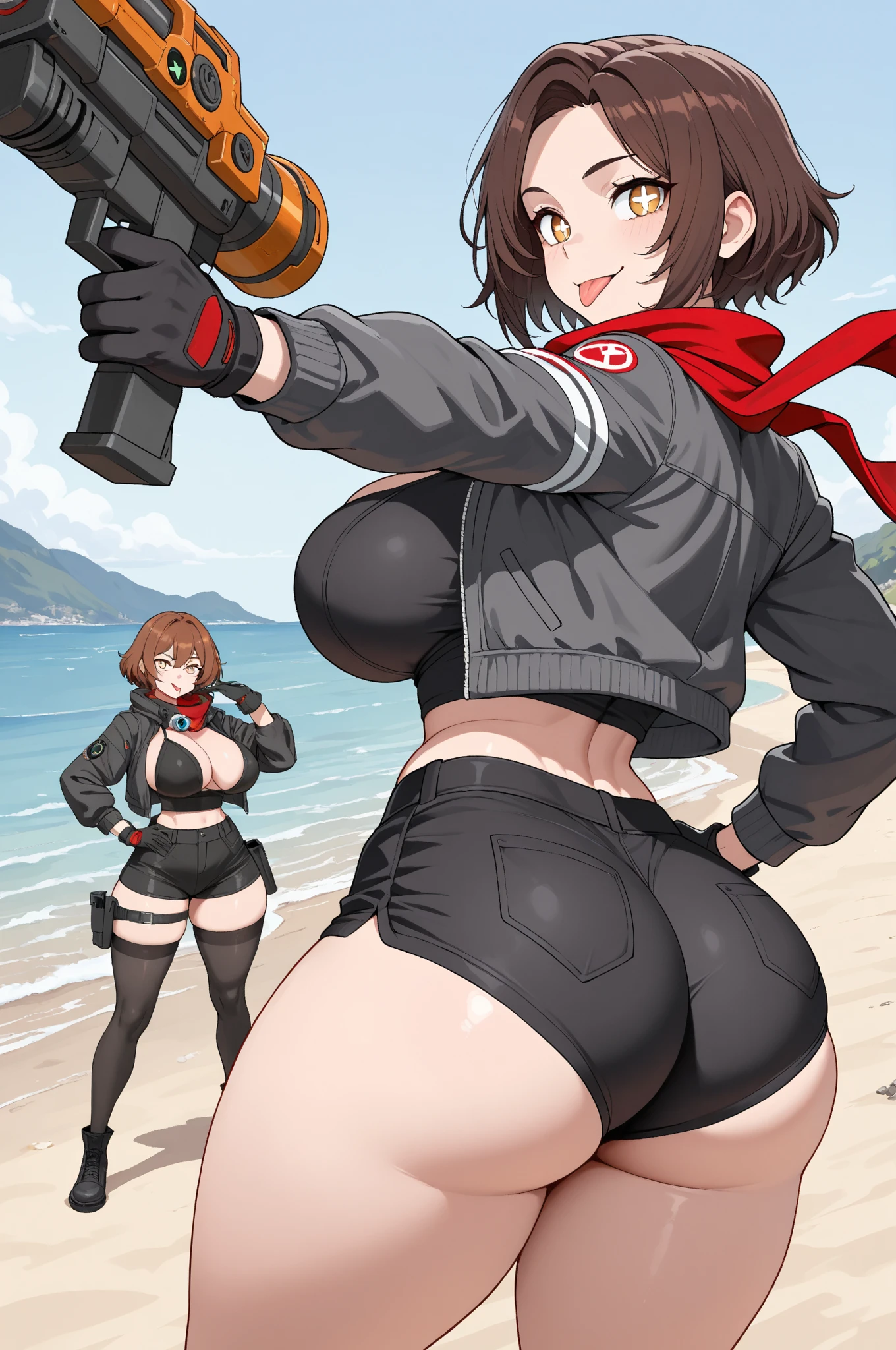 holding, gun, holding gun