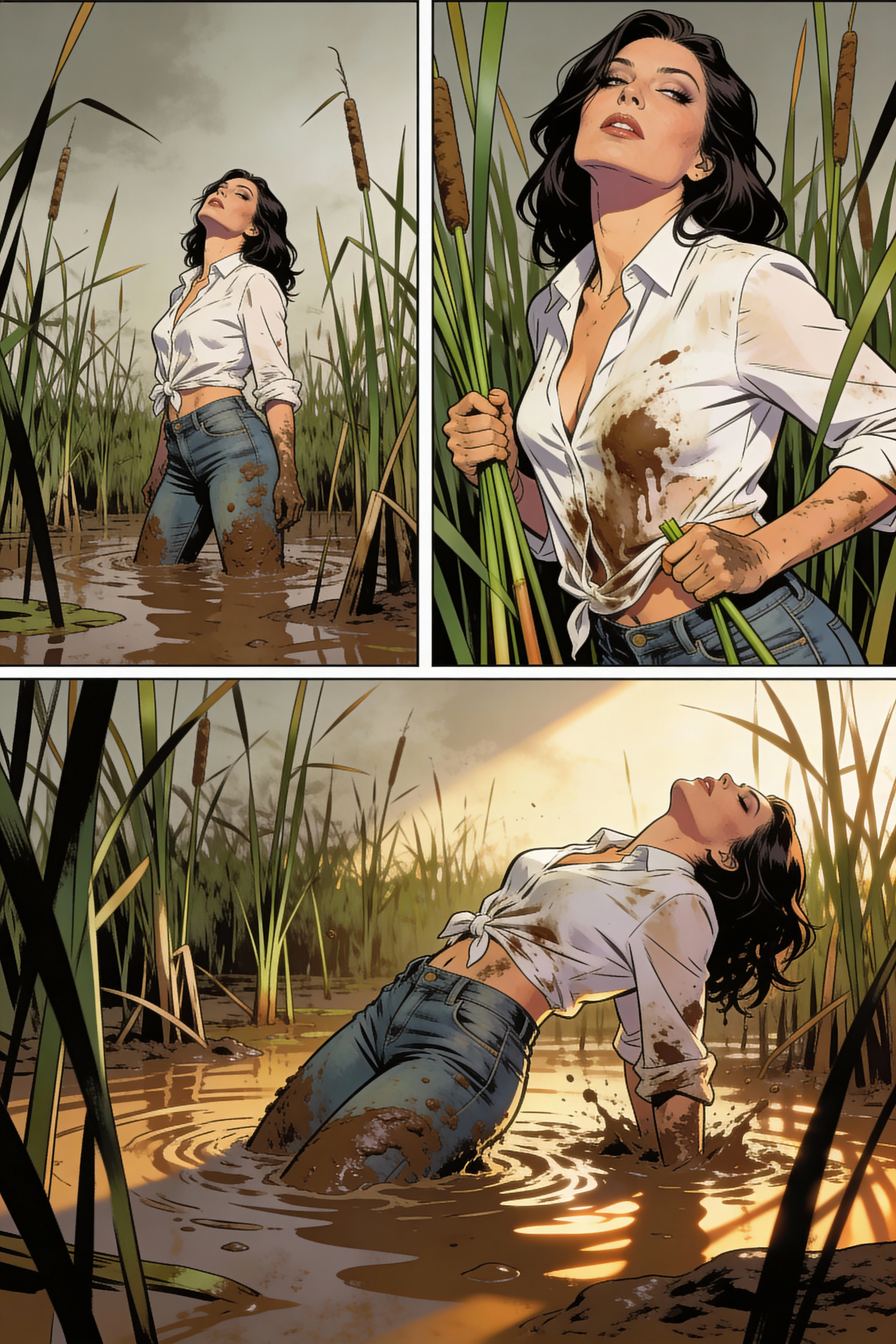 masterpiece, best quality, newest, absurdres, highres, anime, anime style, ESPR-V1.0-choke+suspended, choking, asphyxiation, suspended, spitroast, suspended, 1girl, azazel_(helltaker), short hair, black hair, halo, white shirt,
, , face , , dangling, dangling legs, size difference,
2boys, , male face out of frame,