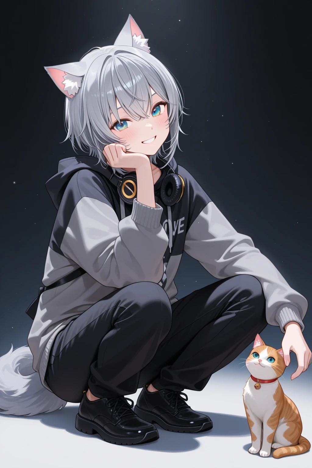 White cat sitting in blue slime