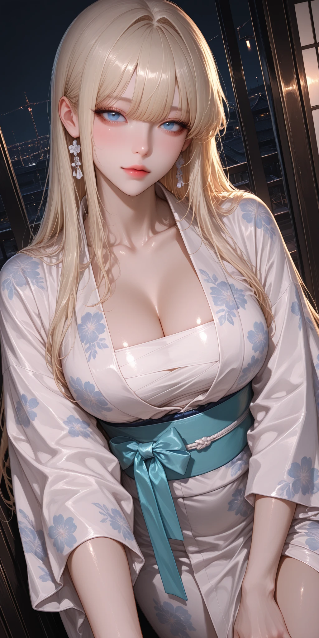 1. "A stunning, majestic female cosplayer dressed as nine tail flower (Kyubi no Hana) at a cosplay event. She has an extremely voluptuous, curvaceous, and very fat body. Her long silver wig flows down to her waist, and she has large golden contact lenses with slit pupils. Her face is elegantly made up to radiate beauty. She wears a luxurious kimono with golden embroidery and a fox crest on the obi. Behind her, nine large, glowing, and majestic tails spread out gracefully, each tail emphasizing her supernatural beauty and power. The setting includes a backdrop of a traditional Japanese shrine surrounded by blooming cherry trees."

2. "At a cosplay event, a female cosplayer stands dressed as Kyubi no Hana in front of an ancient Shinto shrine backdrop. She has an extremely voluptuous, curvaceous, and very fat figure. Her long silver wig, large golden contact lenses, and elegantly applied makeup create a striking look. Her luxurious kimono with golden embroidery and fox crest is complemented by nine large, glowing tails spread out behind her, each tail emphasizing her divine presence. Soft light effects around her add to the mystical atmosphere, making her appear otherworldly."

3. "In a cosplay event setting, a female cosplayer with an extremely voluptuous, curvaceous, and very fat body is dressed as Kyubi no Hana. She stands with authority and kindness, her nine large, glowing tails creating an ethereal atmosphere. Her long silver wig, golden contact lenses, and luxurious kimono with golden embroidery and a fox crest enhance her supernatural appearance. The nine tails behind her are a clear and powerful symbol of her character's supernatural strength and beauty, perfectly captured in the cosplay. The backdrop features a traditional Japanese shrine, adding to the authenticity of the scene."