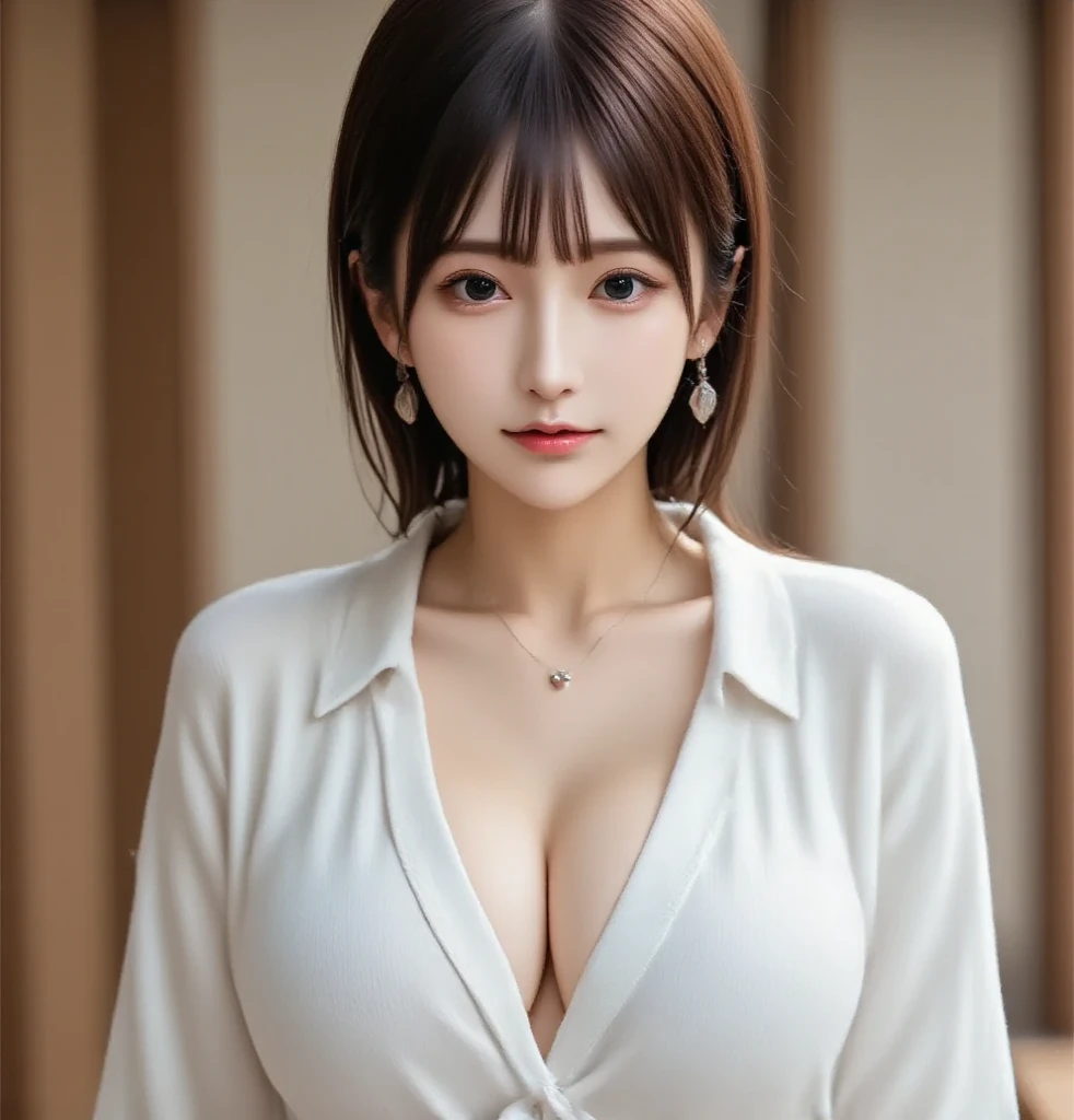 ((top-quality、8K、​masterpiece、:1.3))、1girl in、Amazing beauty，full body Esbian、Slim Faces、Pretty women、(dark brown hair)、White cheongsam:1.1、Super Detailed Face、detailedeyes、二重まぶた、blurry backround、Slim Faces、nighttime scene、appearance、Street、raw,Back，Walking，raw,Back，Colossal tits