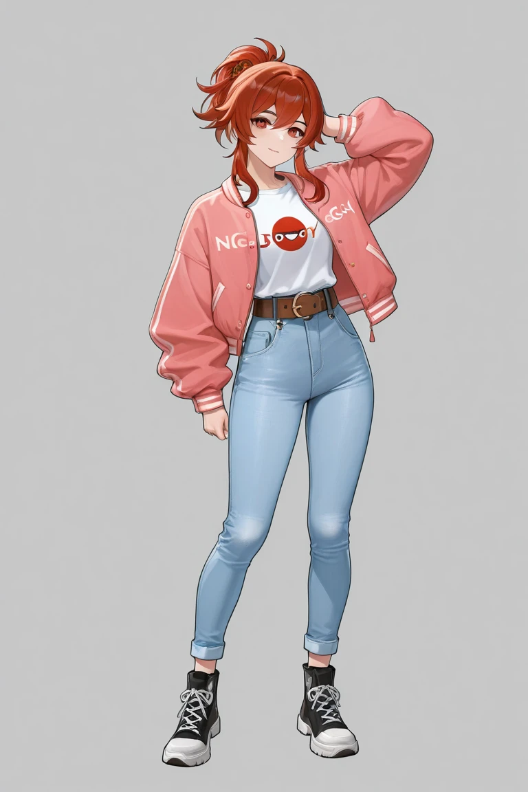 Modern women character in anime and white background with Full body photo 