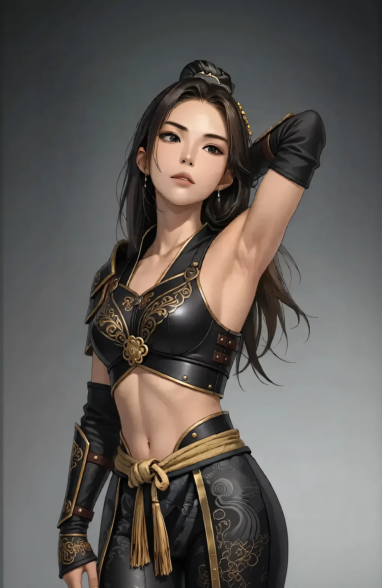 Muscle Girl, black hair, Asgard，valkyrie，Senhora Cavaleiro，anatomia correta，epic fantasy digital art，tmasterpiece，8k，high-definition resolution，Desenho detalhado，alta qulidade，, Epic composition,