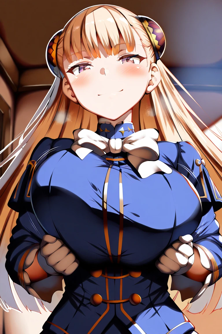 (absurdres, 8k, 4k, masterpiece, hyper extreme detailed:1.2), solo, 1girl, front view, perfect face, 1girl, portrait, expressive eyes, looking at viewer, solo, standing, Female, toned body, mature female, ?????????????, pale, platinum blonde hair, long hair, dark blue eyes, swept bangs, athletic body, stoic, windy hair, moving hair, moving clothes, Dark Brown Skirt. White Shirt, German, Military, battle worn, scars, messy hair, smile, happy, heroic, perfect ???????, friendly, heroism, light blonde hair, blue sky, sun, clouds, muscular, half body, bound,  bondage, (arms behind back:1.4), ????, tape gag, tape, tape bondage, restrained, best ???????, tape wrapped, wrap gag, tightly bound, tape wrapped around face, tape above ???????, tape below ???????, standing, tape gag, platinum blonde hair, light blonde hair, button shirt, tan trench coat, medals, long hair