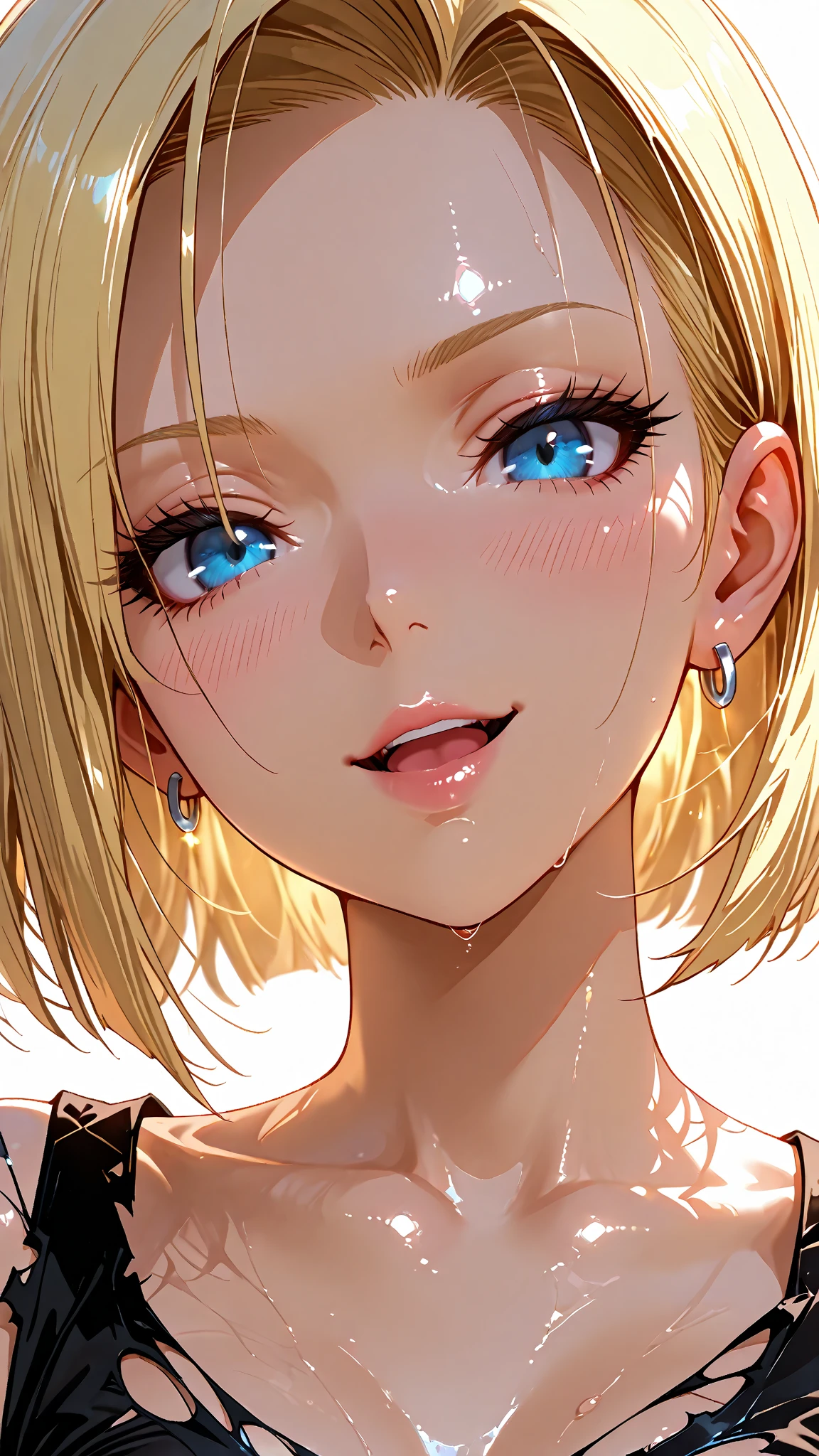 (1girl:1.3), Masterpiece, Best quality, amazing beauty, [[3D]], 4K, absurdres, finely detail, super detailed eye, perfect , official art, cinematic lighting, BREAK, Japanese-style room, silky bob cut, forehead, ahoge, blonde, super shiny detailed black eye, big eyes, tareme, sparkle(in the eyes), thin eyebrow, looking away, open-mouth, plump lips, Mascara, False eyelashes, pink lips, eyewear, Chuckling, BREAK , , tall, slender, pale skin, sweaty skin, , BREAK , ( arms, :1.2), ( shoulders:1.2), ( is visible:1.2), BREAK,(kimono:1.3)