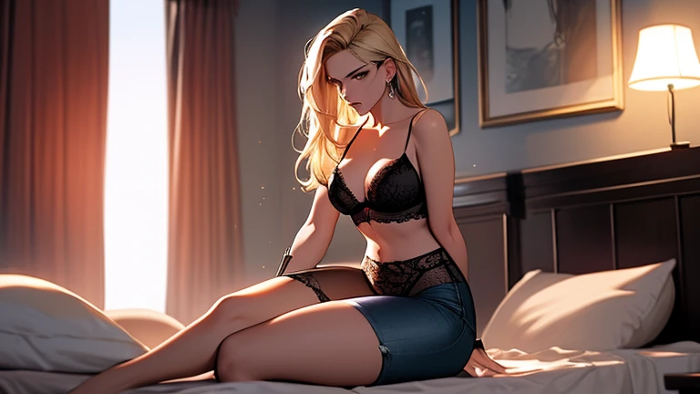 Late night, my room, plants, lamps, beautiful french woman with colorful makeup, , huge huge , big ass sticking out, relaxing on sofa, blonde, front view, 8k, detailed digital art, detailed artwork, ultra high resolution wallpaper, art wallpaper 4k,