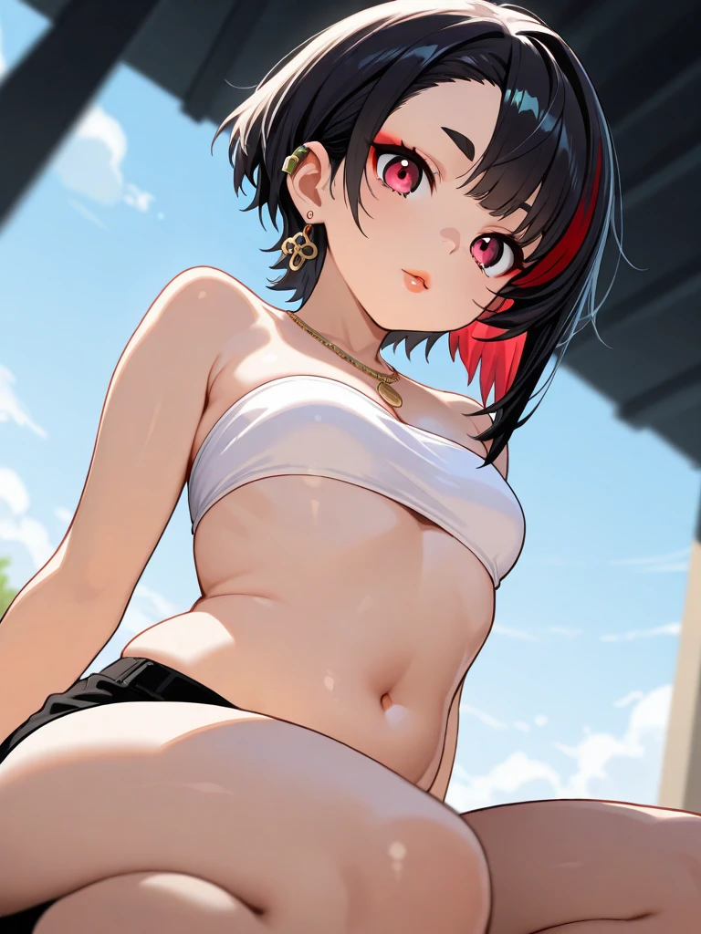 Kitasan Black,smile、looks happy、(:1.9),Outdoors、blue sky、(Wearing a collar:1.5)、Earrings、Earrings、bracelet,(masterpiece, Highest quality, Highest quality, Official Art, Beautiful and aesthetic:1.2),(Ultra-detailed),(Steam coming out of the sides:1.5),(Cowboy Shot)、(Beautiful Face:1.4)、( Gesture)、Upper body close-up、Sweat、Facing forward,(Drooling)、全,、navel piercing,Short Hair,((Slim figure))、(3 year old girl)、,(Small :1.5)、,、Highest quality、(:1.5),Animal ears