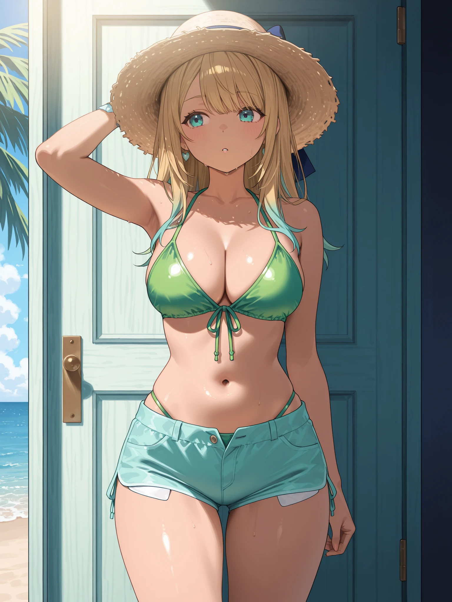 1 girl, blonde, green eyes, thin, hd, sexy, ultrasharp, high res, 8k, hd, looking at view