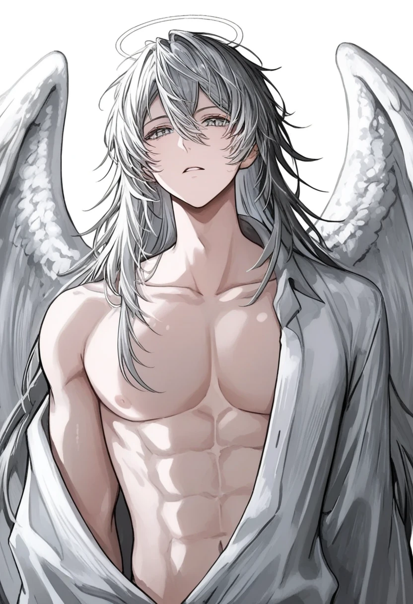masterpiece, newest, absurdres, safe Solo, high detailed, male, handsome masculine male, male. Masculine male. Handsome Male, handsome, Twink, . , Very Handsome, male, . Angel, Dark skin, angel wings, angelic, halo, toga