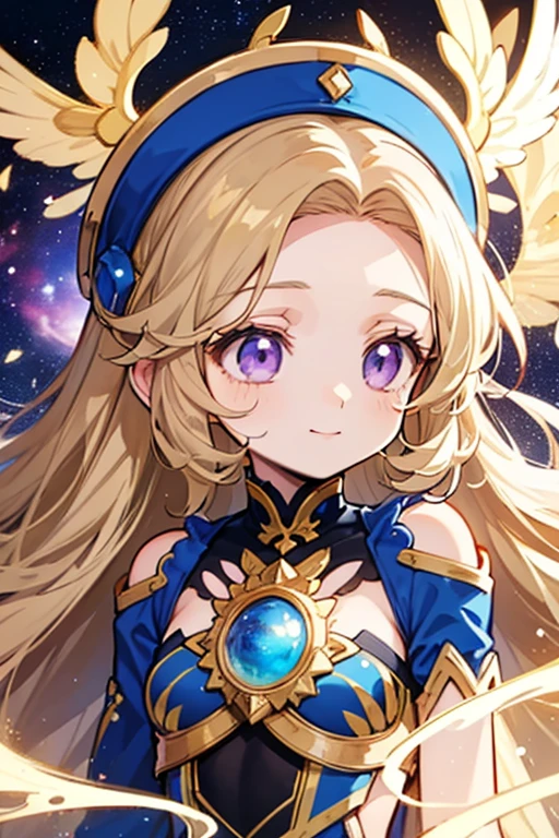 Make a Genshin Impact oc. Give her medium length, wavy brown hair. Her vision/element is electro, she uses a claymore scythe as her weapon. She has a star themed, teal, purple and black outfit. Brown eyes. She is very kind, and soft-hearted. She likes space and singing. She's shipped with Venti. Mature body. Slight head tilt, and smile