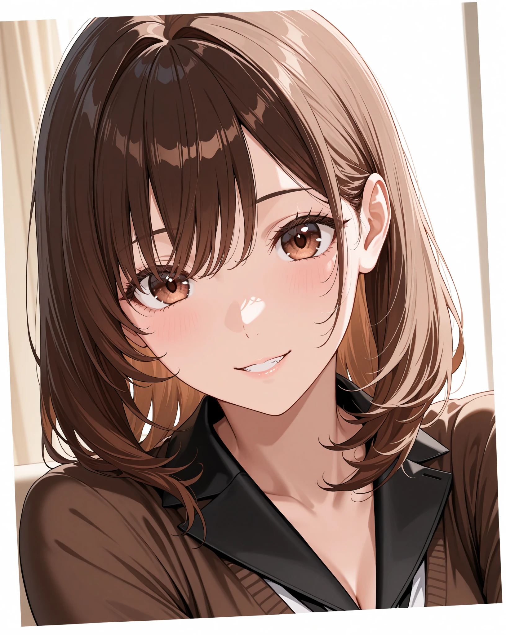 Mature female teacher in a jet black suit, (wide shot), top-quality, high resolution, a picture, Photo of an exquisitely beautiful japanese girl, Extraordinary beautiful girl, Highlights of cheek luster, Detailed cute and beautiful face, Beautiful bangs, Glowing white shiny skin, haughty nose, crisp nose, Bangs between the eyes, brown eyes, shiny and beautiful hair, Silky hair, finer hair, short hair, High-definition eyes, Beautiful, Bright and clear, Big eyes shine charmingly, eye liner, Double eyelids, shiny little necklace and earrings, (((red rips))), (glossy skin:1.3), (shiny skin:1.3), (Mature Japanese Woman, Neat and clean woman, house wife, 40 years old), (, , Alluring ), (Feeling embarrassed), (blush:1.2), (Very embarrassed look), sweat:1.2,