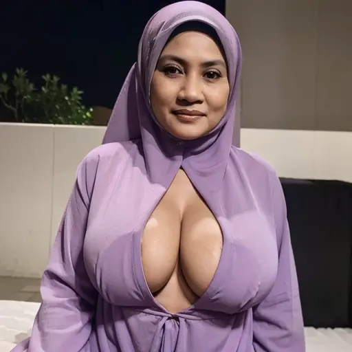 very angry facial reaction (HIJAB), Vogue style photo shoot of malay 58 years old  in hijab with Pink lingerie bra, (((HUGE ))), (((HEAVY ))), (((HEAVY ))). Wear lingerie lace