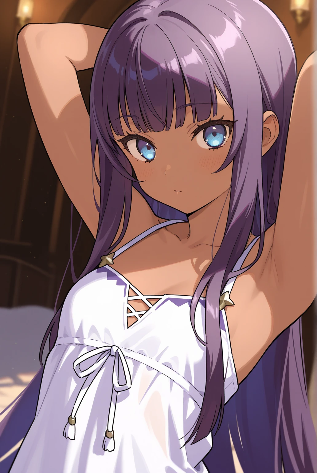 Masterpiece, top quality, best quality, official art, beautiful and aesthetic, anime, 1girl,extremely detailed, colorful, more detailed ((ultra-detailed)), (highly detailed CG illustration),eris greyrat, ahoge, hair between eyes, long hair, (red eyes:1.5), red hair, sidelocks, (small :1.2),twin braids, long hair, blue hair, blue eyes,white bikini, small , in beach,sand water, sea, all wet, in middle