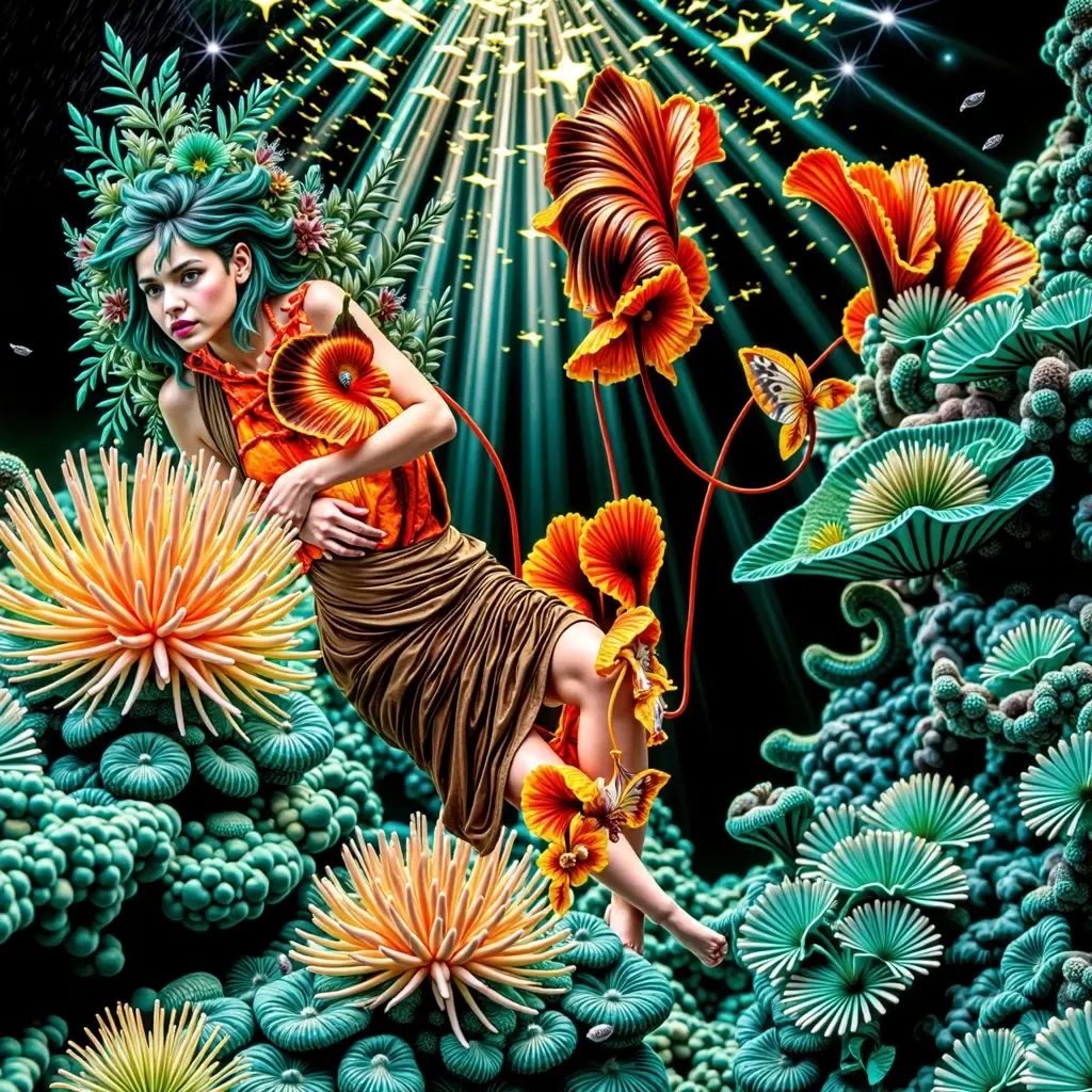 Une fille à l'expression terrifiée, entouré de plantes carnivores. La scène se déroule dans une atmosphère sombre et maussade, rappelant l’esthétique gothique de Tim Burton. Les yeux de la fille sont écarquillés, Montrer sa peur, tandis que ses lèvres tremblent. Les plantes carnivores sont menaçantes et élaborées, avec des détails complexes sur leurs feuilles et des structures pointues ressemblant à des dents. La qualité d’image globale est de la meilleure résolution et réaliste, avec rendu ultra-détaillé. La palette de couleurs est dominée par, Tons sombres, Améliorer l’atmosphère étrange. L’éclairage est spectaculaire, projeter de longues ombres et créer un sentiment de mystère. Dans le style d'Esao Andrews, Jenny Saville, Edward Hopper, surréalisme, Dark Art par James Jean, Takato Yamamoto, Minimalisme inkpunk