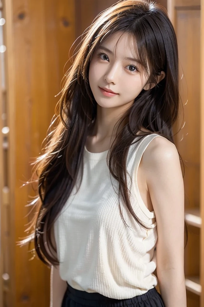 close, masterpiece, Highest quality, RAW Photos, Photorealism, smile, beautiful girl, cute, Long Hair, Depth of written boundary, High resolution, ultra detailed, detailed, highly detaileded eyes and face, Sharp pupils, Realistic students, Sharp focus, Cinema Lighting、Random sexy poses、Random  expressions