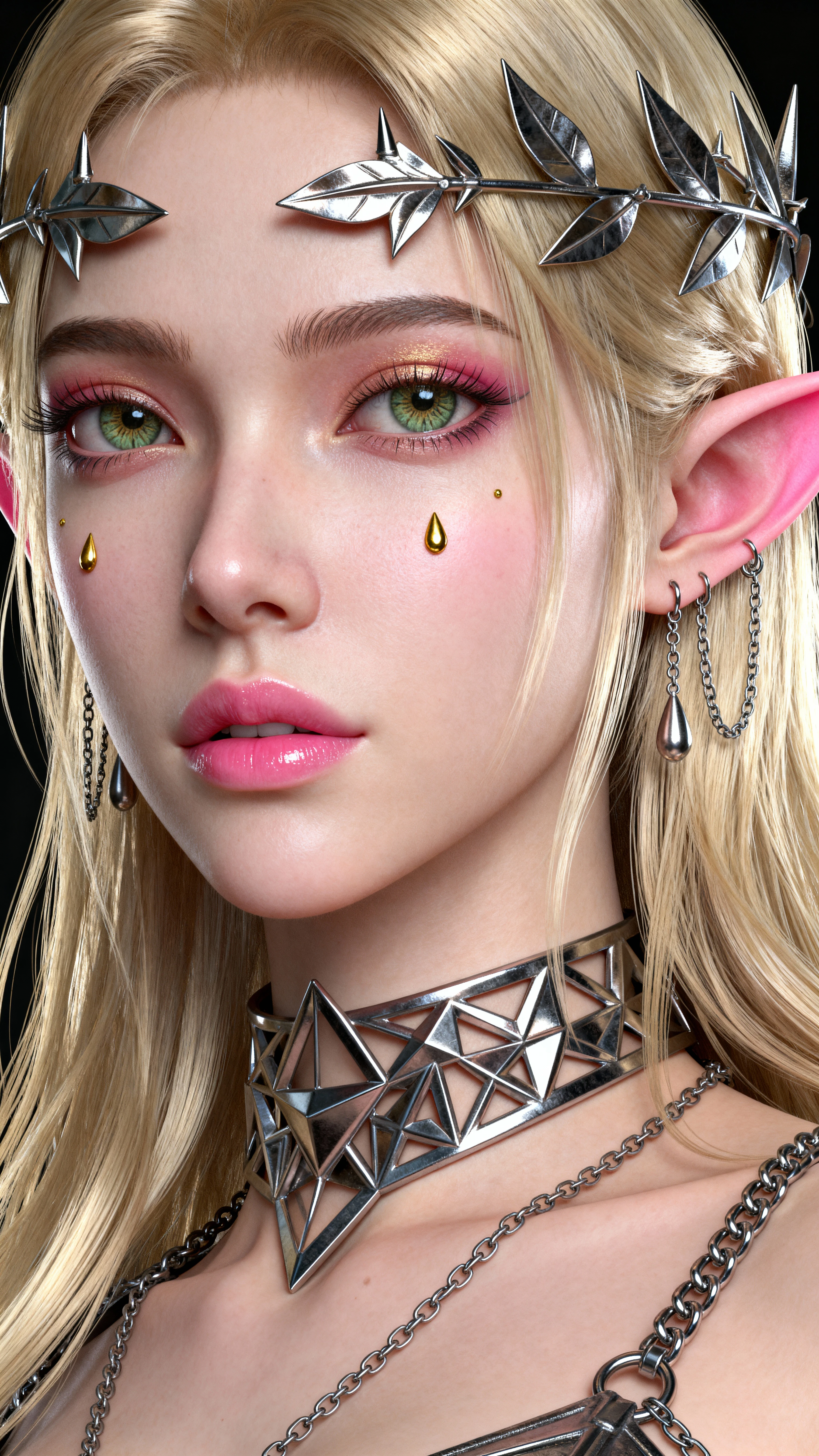 Elfgirl (rose quartz waifu SU-Elsa waifu frozen Disney merging models.) (ultra FUSION of white and pink hair) (small tits) Highly detailed CG unity 8k wallpaper, style shot, complex, high detail, dramatic, highest quality movie still image, very detailed, masterpiece, best quality, character design, Elsa, Elsa from Frozen, Fusion Pink Diamond ((Dark style)), realistic ultra-detailed rendering style, natural light, sharp character design, (hard focus, 8k), (((natural skin texture))), 8k textures, soft cinematic lighting, adobe lightroom, dark room, hdr, Sophisticated, Elegant, Rich Detail, Sharp Focuilm Look))), Soothing Tones, Detail Frenzy, Intricate Detail, Super Detail, Low Contrast, Soft Film Lighting, Dull Colors, Exposure Blending, HDR, Fade, 35mm, f/1.4, ISO64, f16, 25 sec.