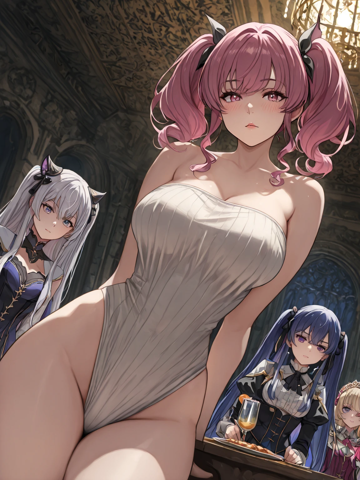 1 woman、Radiant hair、fluffy and soft hair、Sparkling eyes、爆乳、Too large breasts、 breasts、Sheer 、Tiara of the Goddess、goddess god々Feeling、lace cape、a choker、Castle Room、Long Lace Bale、Ruffles and ribbons、A smile、The upper part of the body、 A glowing wand made of crystal.、wingspan、A benevolent look、Eternal brilliance、Too large breasts、爆乳、puffy chest、Cinderella's Castle、Navel Ejection、I can see my 