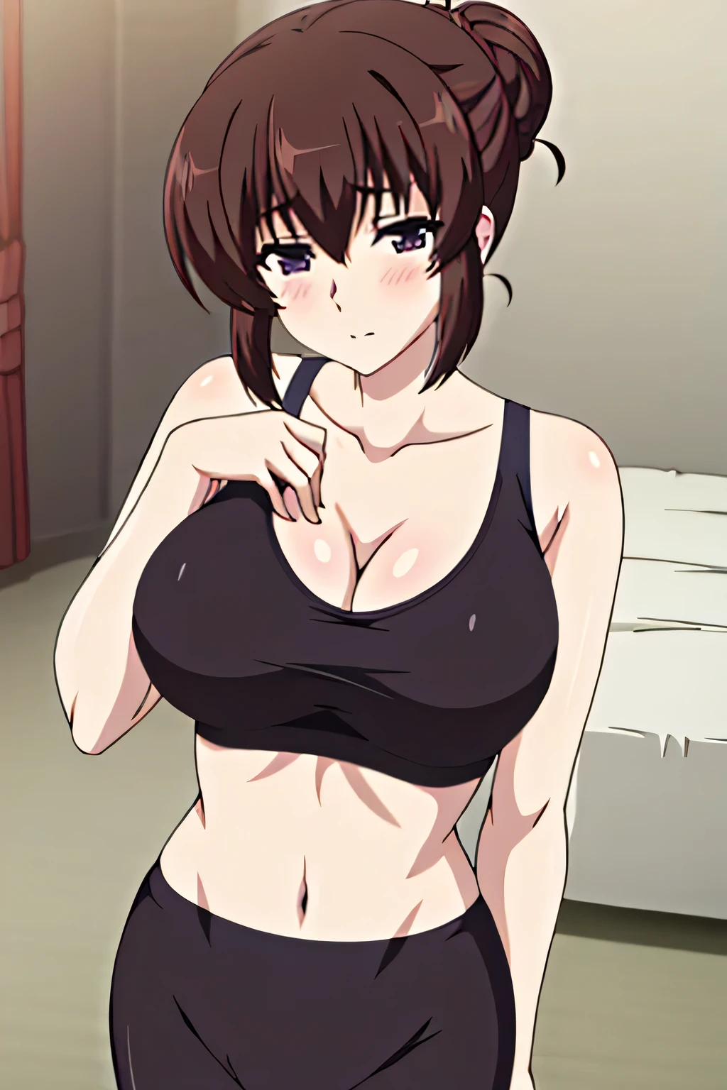 (masterpiece、highest quality)、 (that'realistic:1.4), ((debris flies:1.4, highest quality)), ((debris flies, highest quality)), (realistic pictures:1.4)、 (超High resolution:1.2), High resolution、完璧なmasterpiece, highest quality, thatに慣れる ?????, soft dim lighting, addition_thatに慣れる, good lighting、very thatに慣れる、very thatに慣れるCGユニティ8Kでの壁紙、An illustration、((美しくthatに慣れるな顔))、( ((Super thatに慣れる )))、High resolutionAn illustration、side lighting、((An illustrationベスト))、High resolutionの目、perfect lighting、(very thatに慣れる CG:1.2)、(????:1), (((masterpiece))), (1 girl)、(1 person)、focus only、shiny skin、((((inside the room、))))、(((Tank top)))、(((Tank top、????、cowboy shot)))、 lady、mature woman、anime、（（（disgusted look）））、Brown 、??????、