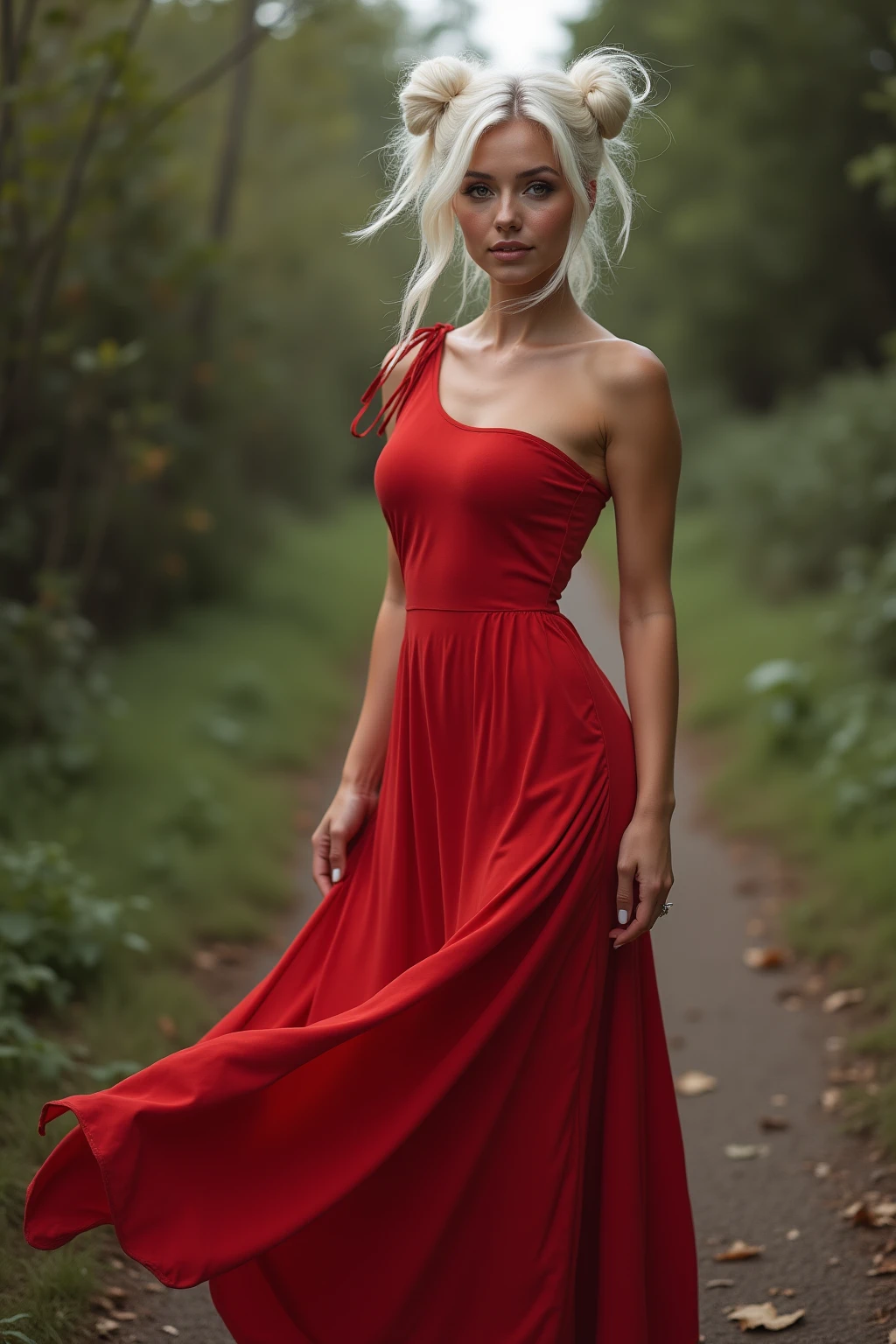 Une américaine chaude, Belle femme, Cheveux blonds en désordre, meilleur corps, sein naturel géant, sans soutien-gorge, meilleures hanches, Longues jambes, pousse la poitrine, lèvres de remplissage, lèvres rouges, debout sur le sol, porter une robe longue basique rouge moulante à manches courtes, robe longue en tissu spandex, talons hauts, talons aiguilles, collier, Bracelet, des boucles d'oreilles, Tout le corps, ouvrir les jambes, montrer les aisselles, vue de face, point de vue à l'étage, jour beau jardin plage paradisiaque