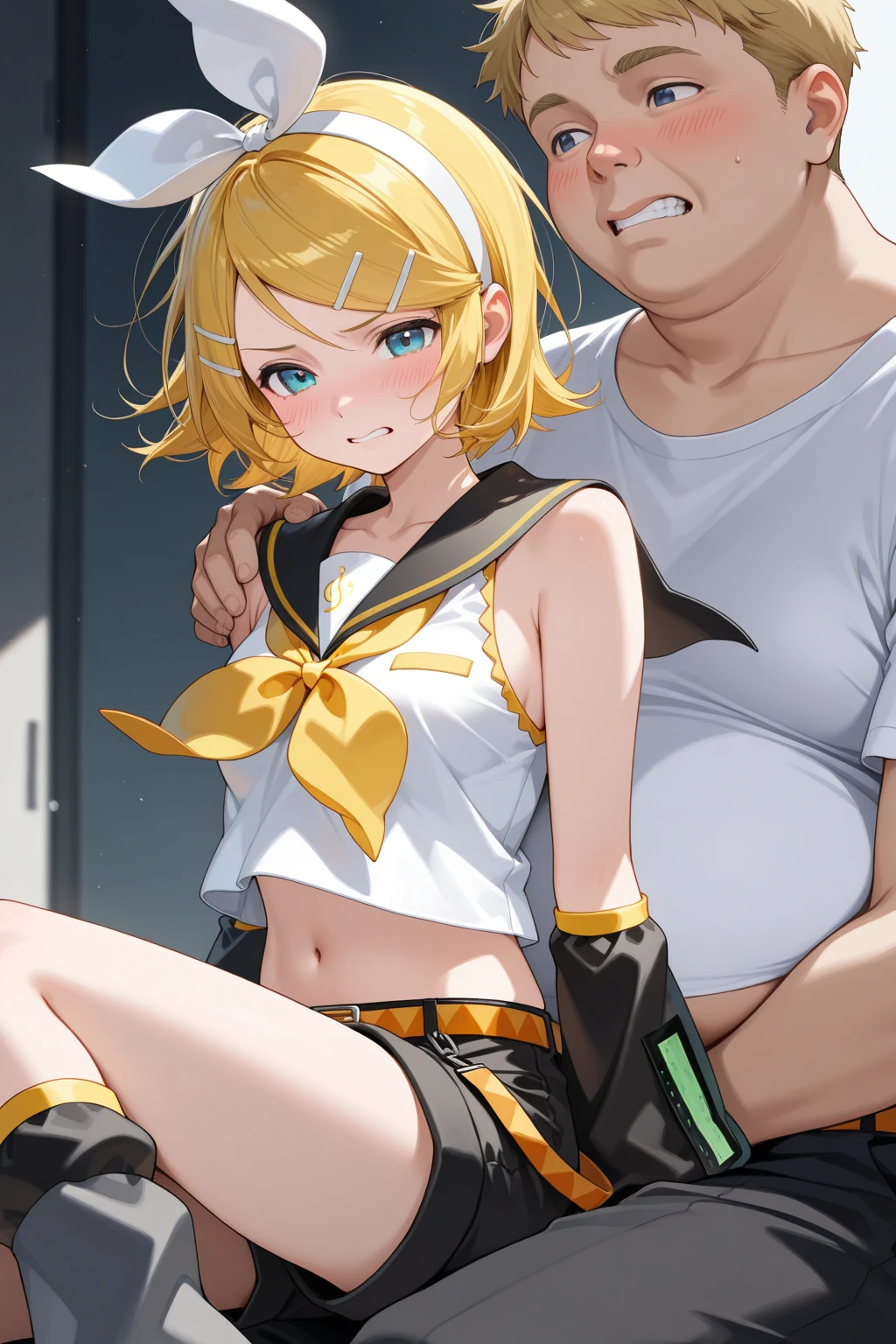 1girl, (1boy, hetero:1.3), , kneeling, ,  ,, from side, arms behind back, arm grab creampieclosed one eye
（nfsw）high quality、ultra highle、master piece、(slant eyeasturbate）(masuture bation）（blonde blue eyes）(little girl)(petite)(small breast)(small )(14years old)((long medium hair))(yellow hair)(hair between eyes)(messy hair)(hair intakes)(side lock)（small breasts）（B cup）（petite）（low length）pink 、close your eyes、crying face、、touch 、tie both hands