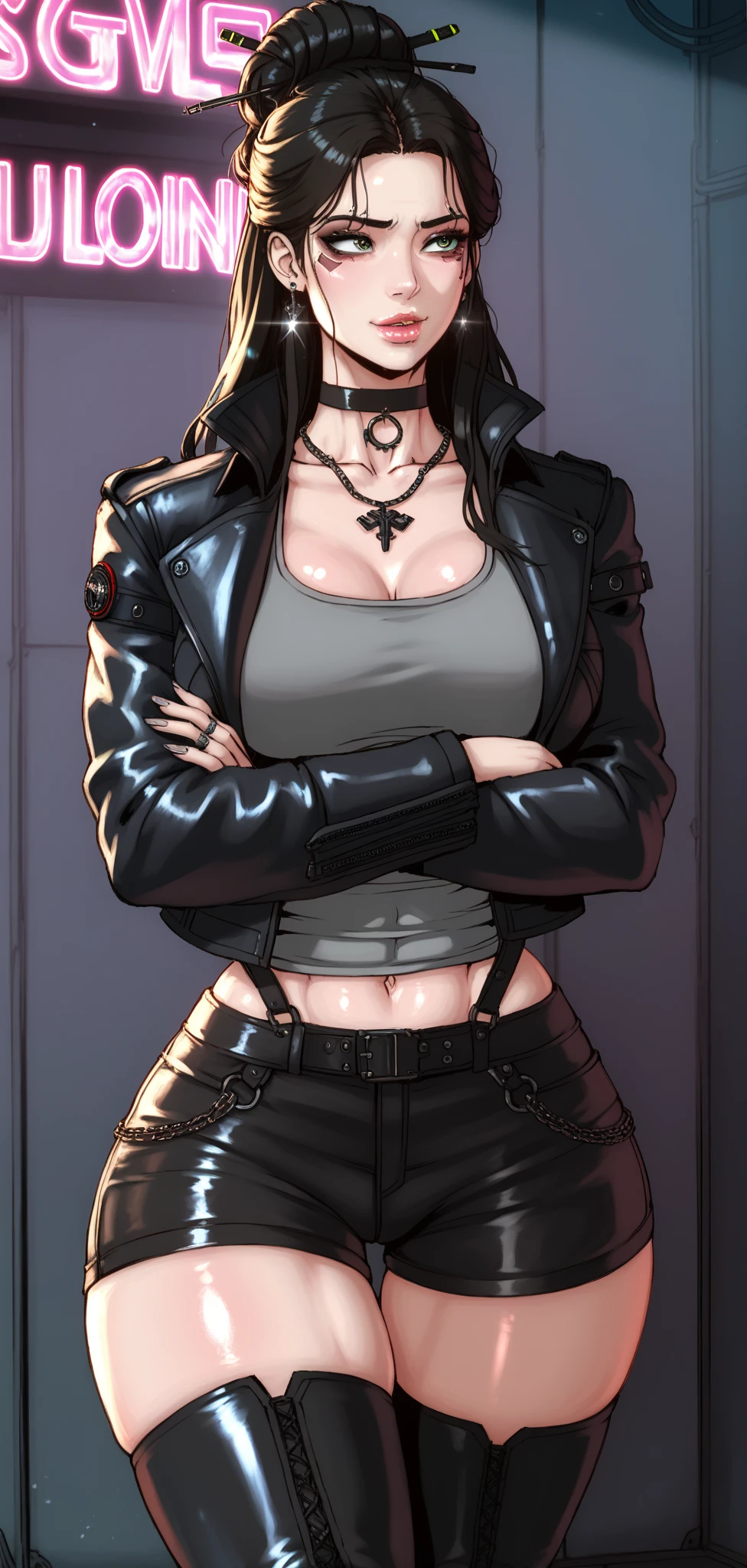 sad girl muscular girl large breasts yellow eyes black hair fur coat fur coat fur coat fur coat fur coat fur coat fur coat