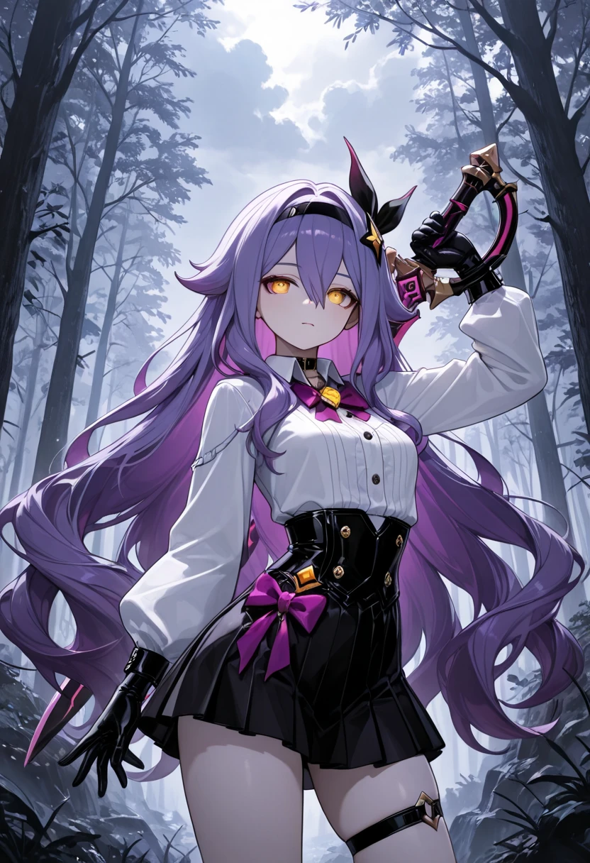 Anime girl with long purple hair and purple dress holding a knife., a character portrait inspired by Pu Hua, pixiv, what is?, keqing from genshin impact, ayaka genshin impact, zhongli from genshin impact, genshin, ayaka game genshin impact, genshin impact character, beautiful anime cat girl, genshin impact