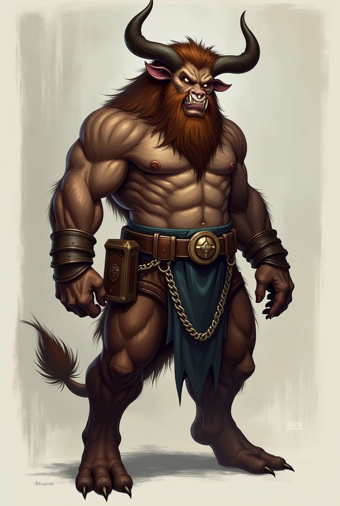 Zpdxl3, score_7_up, score_8_up, realistic, rear view,by wardraws, cowboy shot, from side, side view, 
BREAK,
Krampus, muscular, humanoid monster, hairy, horns, chains, pants down, very long , flaccid, surprised, closed mouth, looking down, hands raised,  ring, animal , spiked , saggy ,