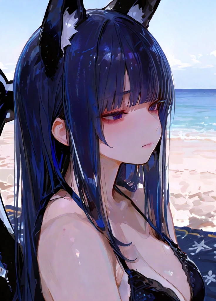 (NSTDA.:1.2), (10, beste-Qualit, master-piece: 1.4), ultra-high resolution, (lifelike, photorealistic portrait: 1.48), 25 years old, Cute Girl, (See through the microcolor  beetle:1.48), Famous Japanese actors, (hair over one eye:1.3), Blue Eyes, Head tilt, cowboy shot, from the side, looking at the audience, expressionless, Beautiful lake, Zeiss 150mm F/ 2.8 Hasselblad,  Whole body, foot, Ultra-Wide Angle