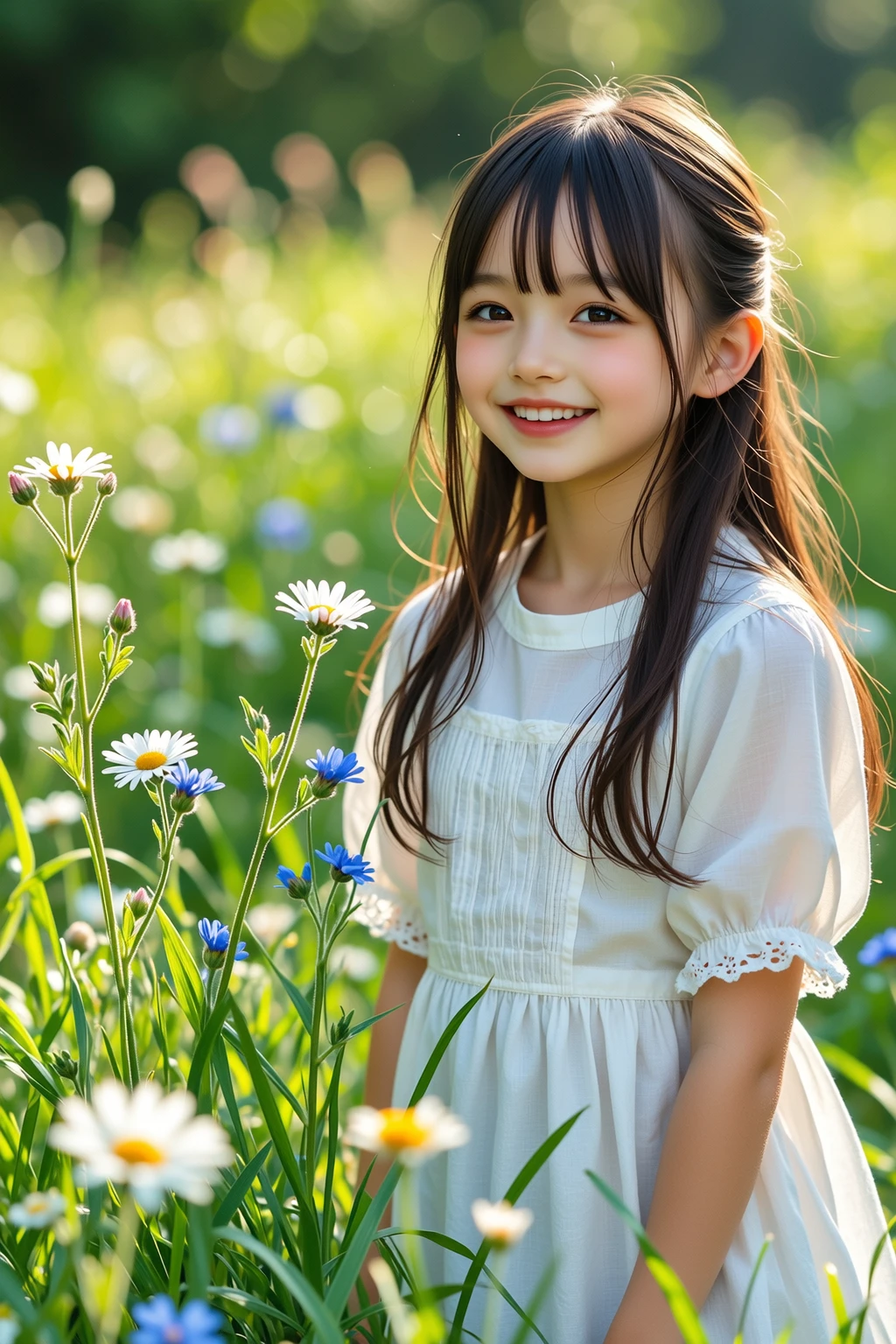 20 years old, twilight rays, wedding dress, corolla, (((Tokugawaen)), hydrangea front bokeh, bokeh, photorealistic, surrounded by hydrangeas, background dark, smiling, (one girl), (sunset: 1.3), (8k, raw photography, best quality, masterpiece: 1.2), (realistic, photorealism: 1.37), best quality, ultra high resolution, (focus plane: 1.8), ( Portrait: 1.7), (Intense:1.1), (Details:1.1), (Highest Quality), (Analog:1.2), (High Sharp), Canon EOS R Photography, (Summer Dress:1.4), (Standing in a Flower Garden:1.3), (Vivid and Colorful:1.3)