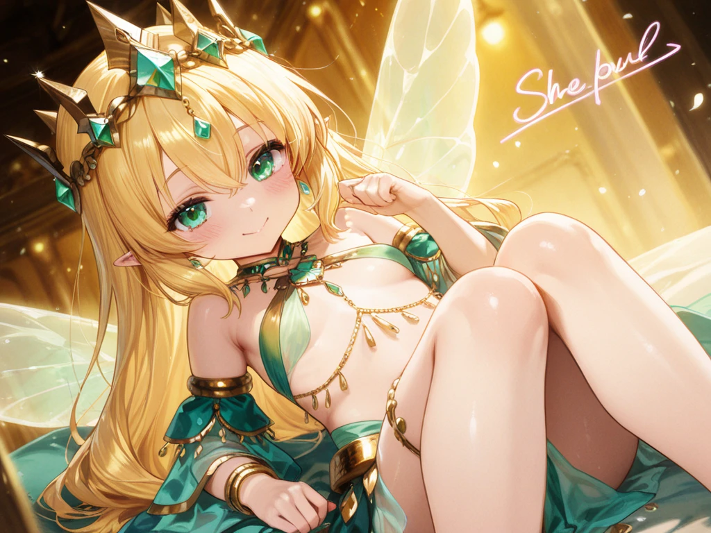 Anime angel with wings and ?????? on the balcony, Queen of the Summer Forest, ยิ้มราวกับqueen of the fairies, queen of the fairies, insect trainer girl, goddess of summer, high detailed official artwork, Elf Girl, Charming elf princess knight, Kuchart Krenz Key Art Feminine, Elf Girl wearing an flower suit, Very detailed fan art, ???????????, realistically, girl