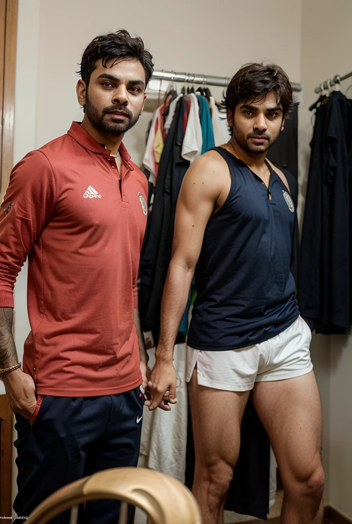 Profesor latino y 2 alumnos mostrando su ropa interior  ,en boxers, con bulto grande en la entrepierna ,imagen realista