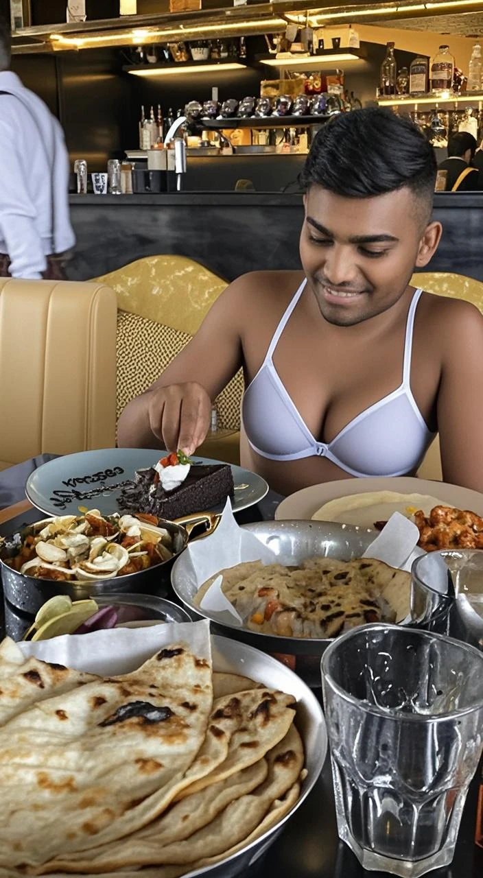 India men eating in a premium hotel