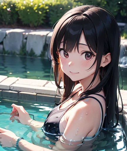 hight resolution、
One beautiful young woman、
(Soft Saturation:1.3)、(light skinned:1.2)、
(hyper detailed background、细致背景)、bokeh dof、
Romper,Portrait of smiling girl。When viewed from the front、The composition is symmetrical。
Look straight at you with serious eyes、Romper,((silber hair)),
(Red swimsuit)、(Red bikini)、(School swim wear),middlebreasts、
strong lights、front lit、
(teen ager:1.3)、(cowboy  shot:1.2)、break
Angle from the front、

「Hot springs in the deep forest。Silence spreads around you、lots of trees々Swaying in the wind。Hot spring water gushes softly on the surface of the water.、Warmth that envelops the whole body。Soak slowly in hot water、While feeling the effect of a pleasant hot spring、Take a deep breath。The breeze and birdsong rings in your ears、Surrounded by the sounds of nature、Relaxing。Without thinking、Just surrender to the blessings of the hot springs、Heal the mind and body.。」
wakame、wakame、wakame、wakame、wakame、wakame、wakame、