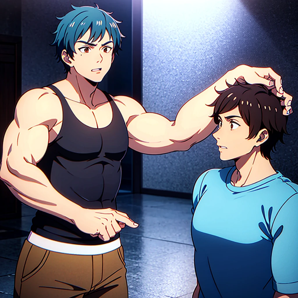 2 children,locker room,muscle size difference,stupid,soft shading, mbbbbb , Katsuki Bakugo, Izuku Midoriya 