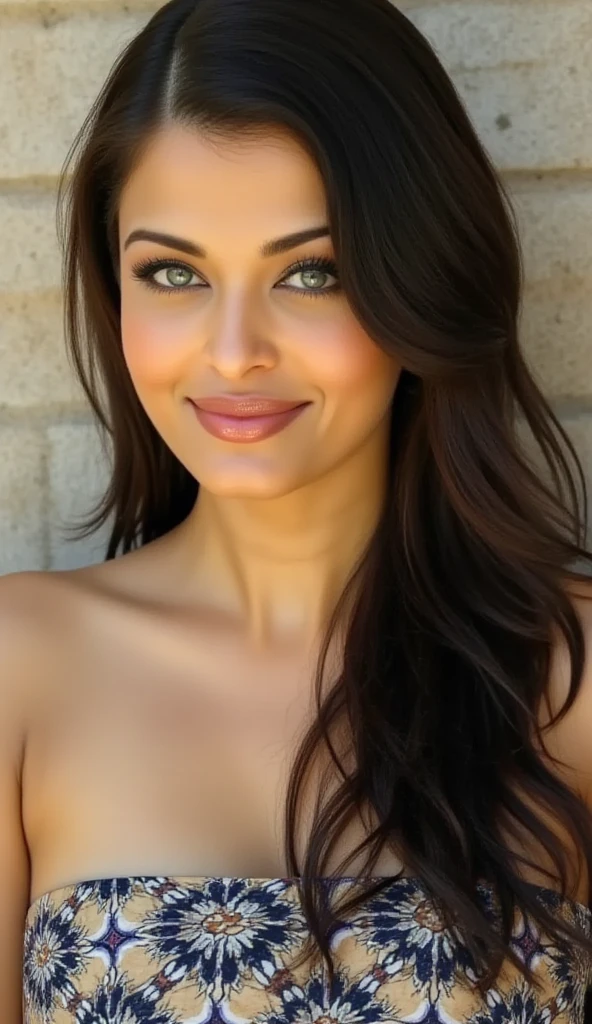 Beautiful young woman from Pakistan, shares features with Dakota Johnson, long black hair, vibrant bright colors, , , small perky breasts, full frontal , , standing in the bedroom, light brown skin, jewelry, princess,  smile, perfect teeth
